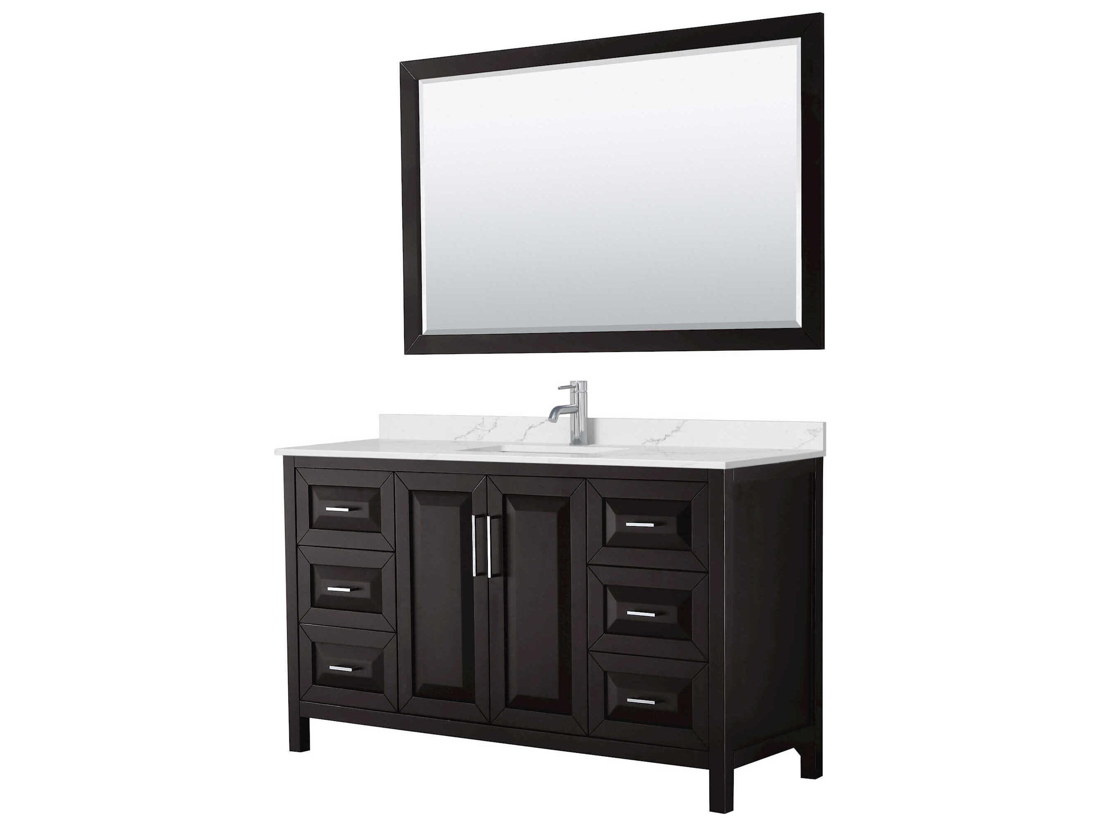 Wyndham Collection Daria 60" Dark Espresso Vanity with 58" Mirror