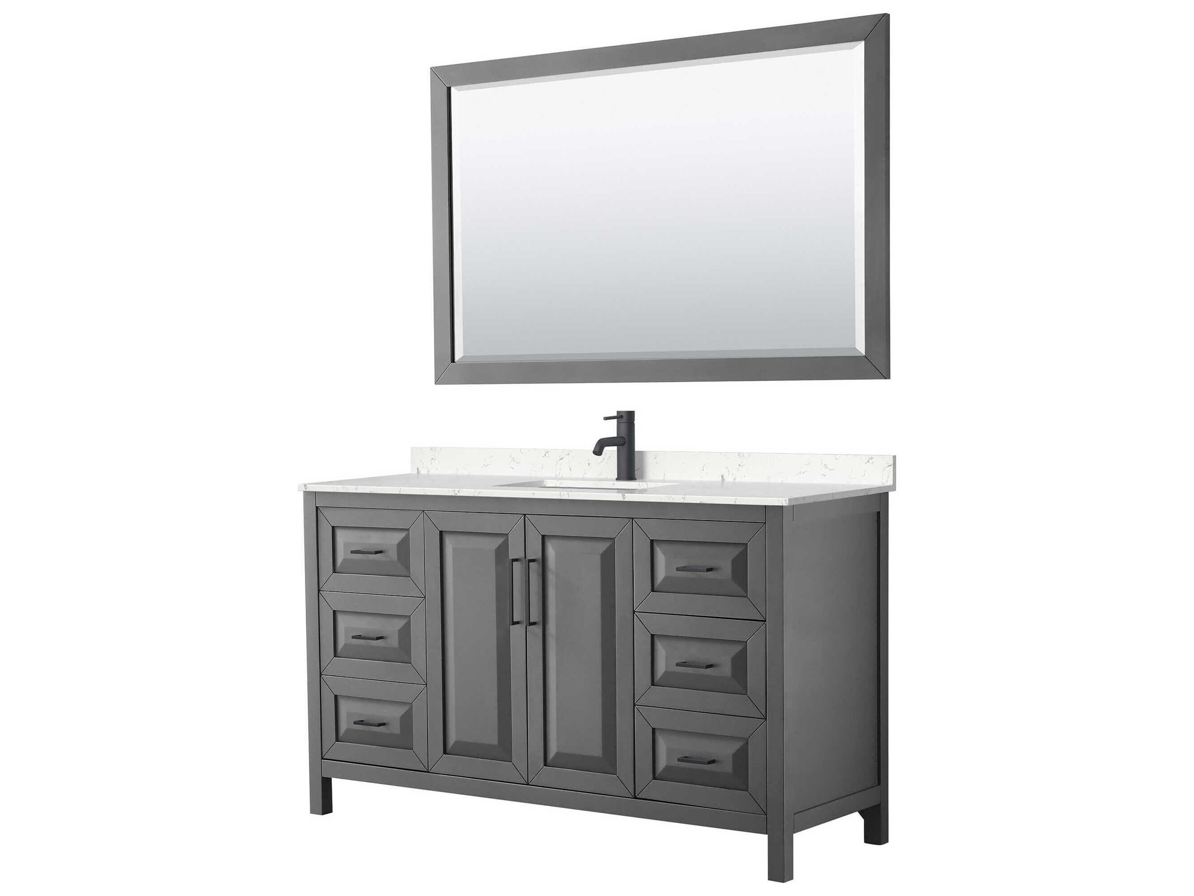 Wyndham Collection Daria 60" Dark Gray Vanity with 58" Mirror