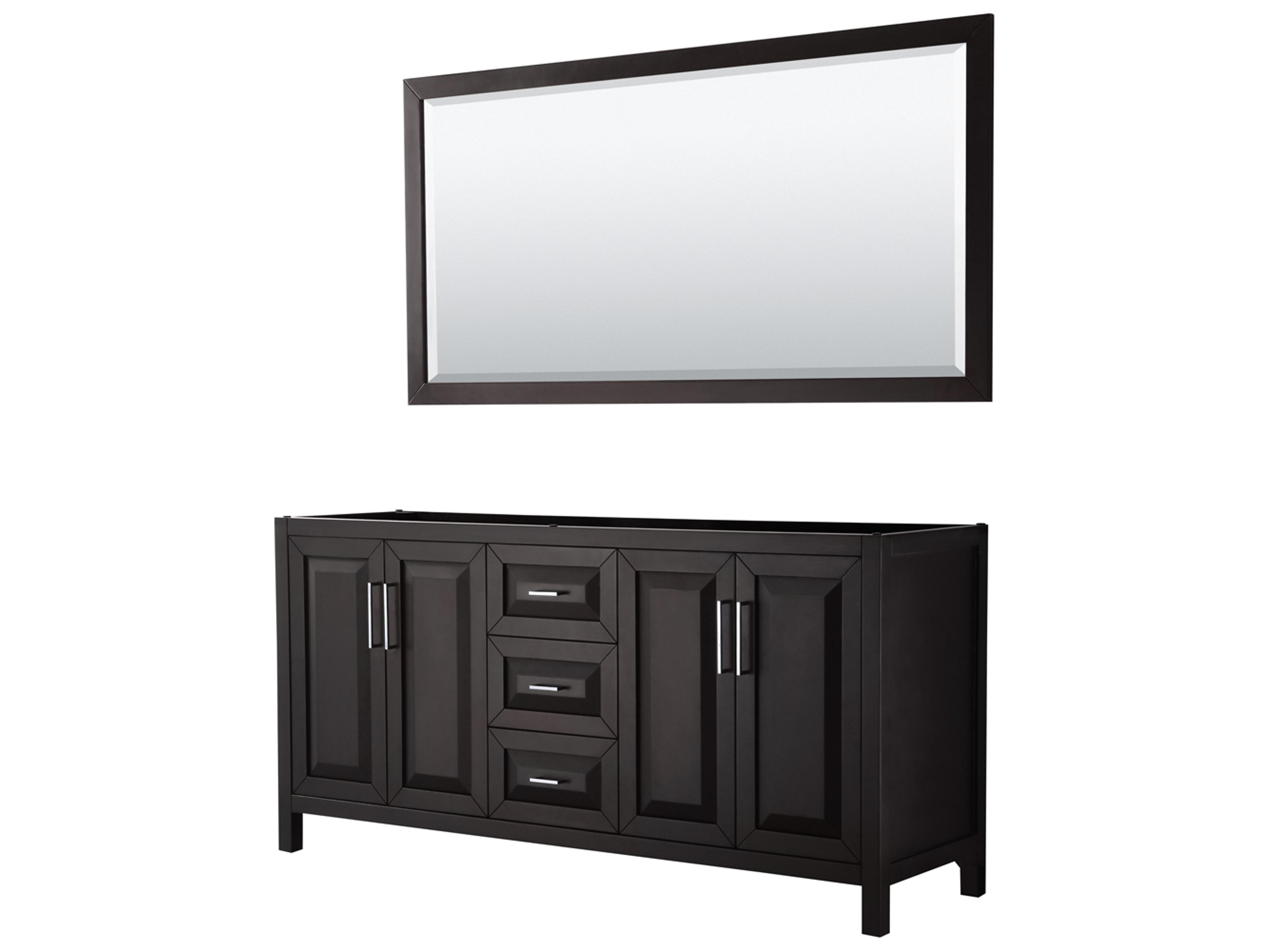 Wyndham Collection Daria 71" Dark Espresso Vanity with 70" Mirror