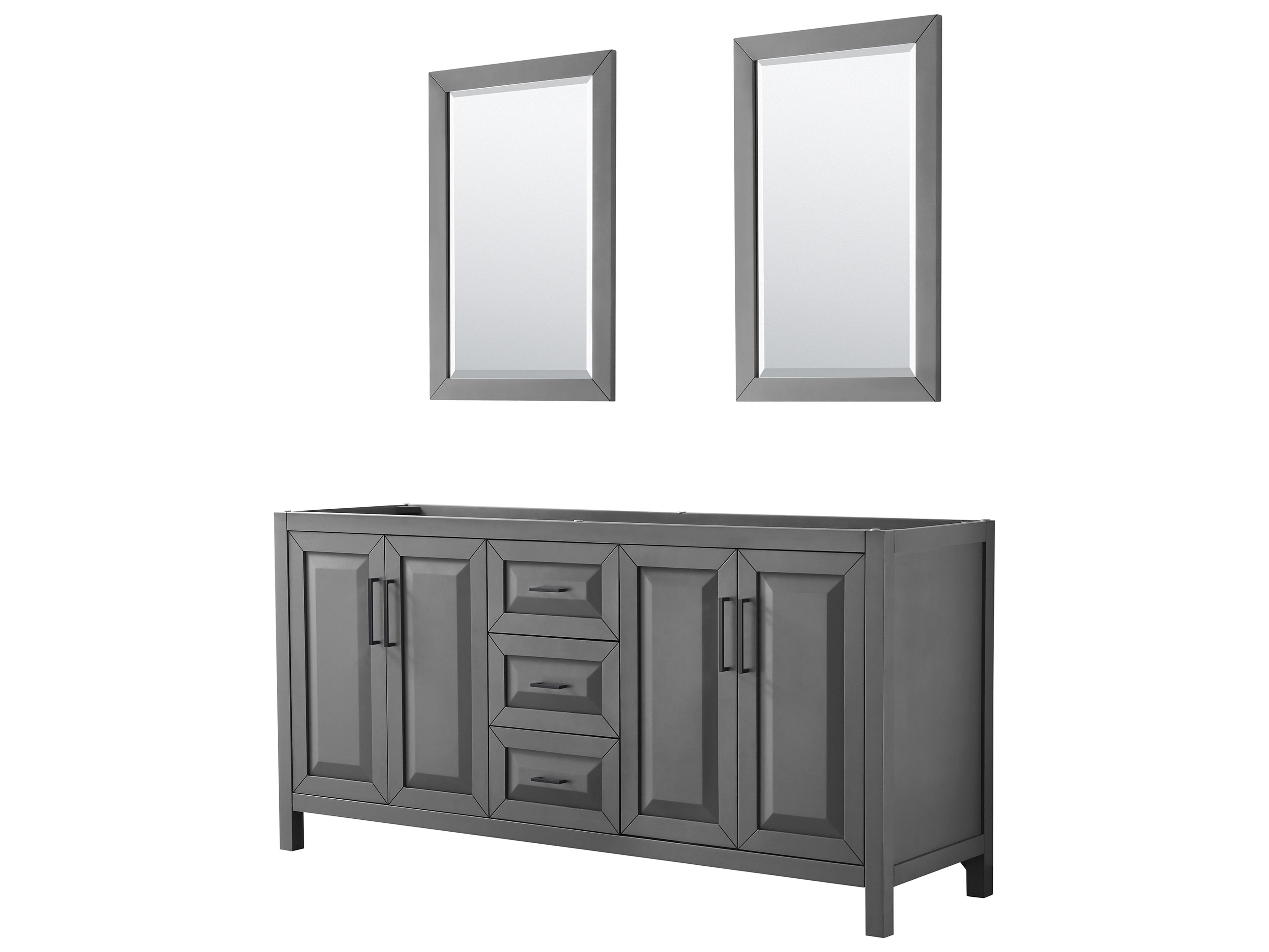 Wyndham Collection Daria 71" Dark Gray Vanity with 24" Mirror