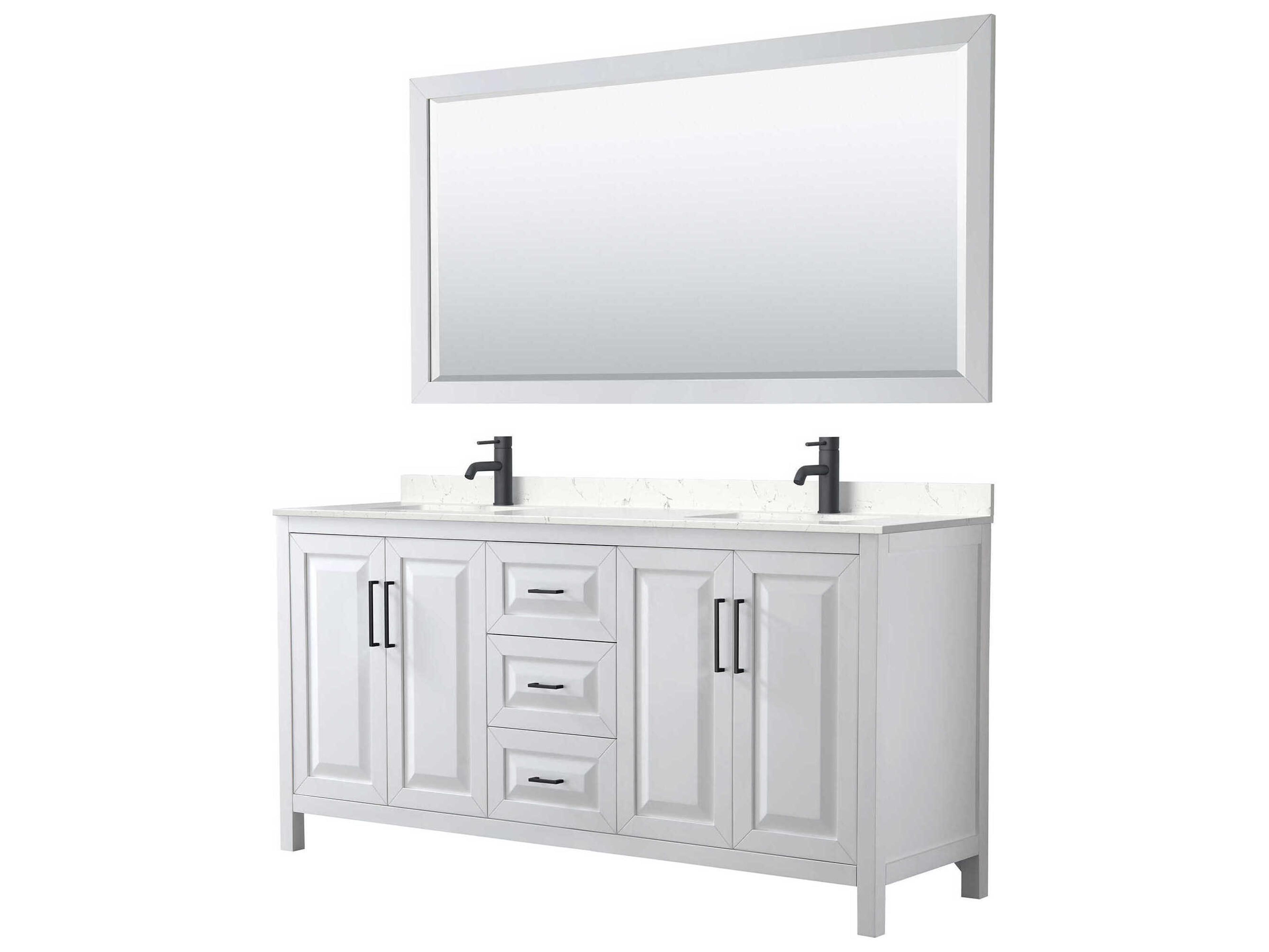 Wyndham Collection Daria 72" White Vanity with 70" Mirror