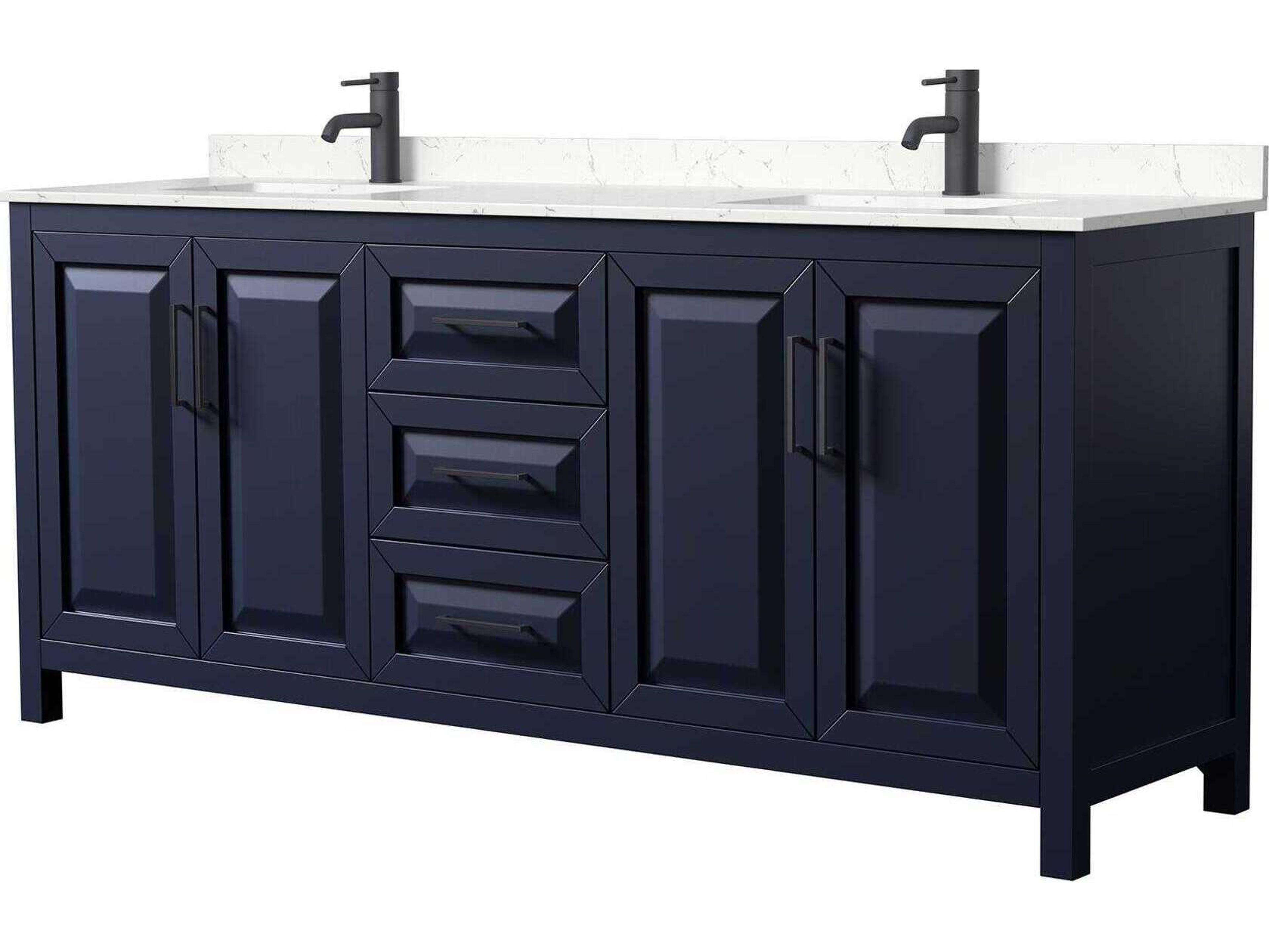 Wyndham Collection Daria 80" Dark Blue Vanity
