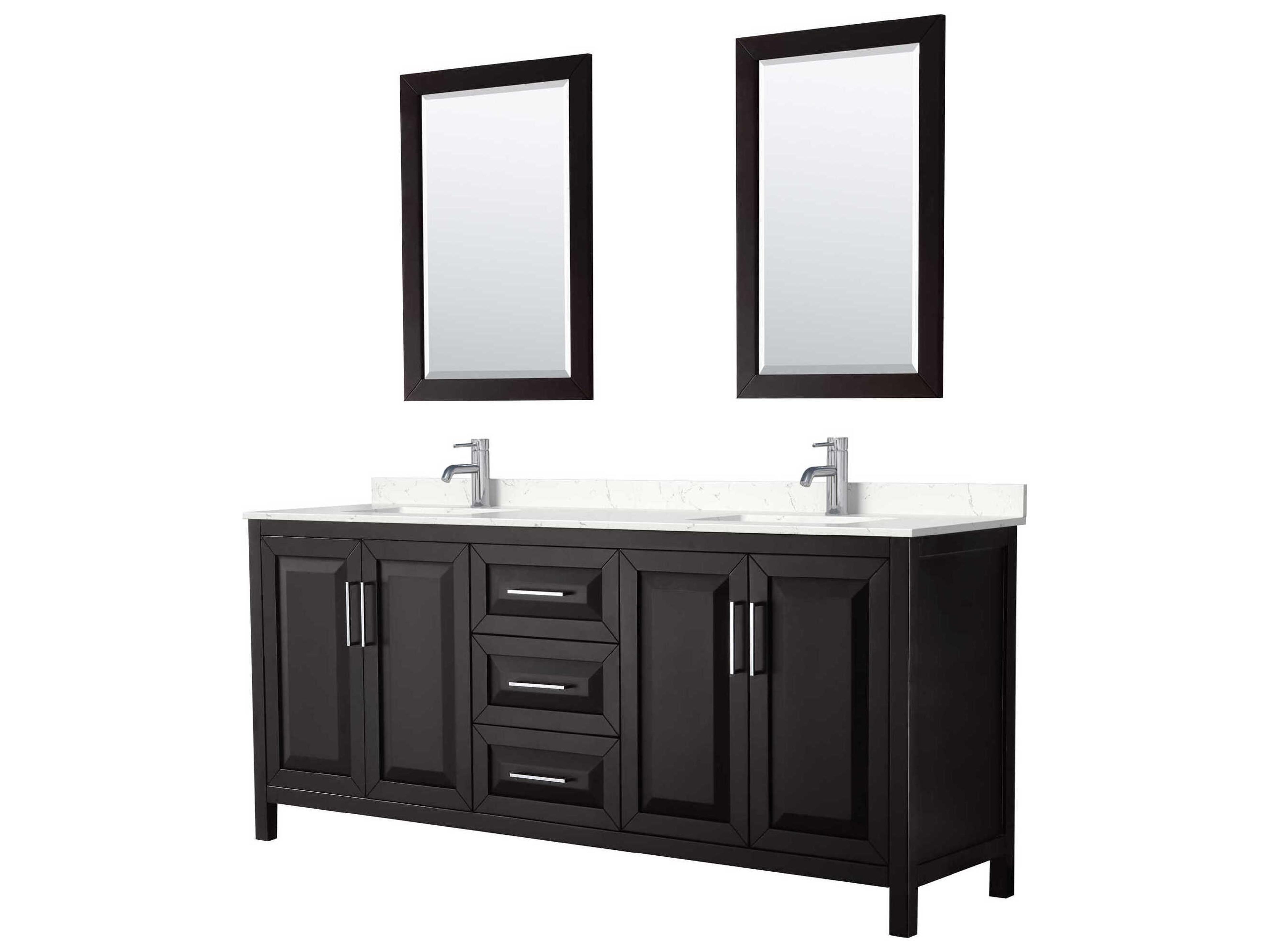 Wyndham Collection Daria 80" Dark Espresso Vanity with 24" Mirror