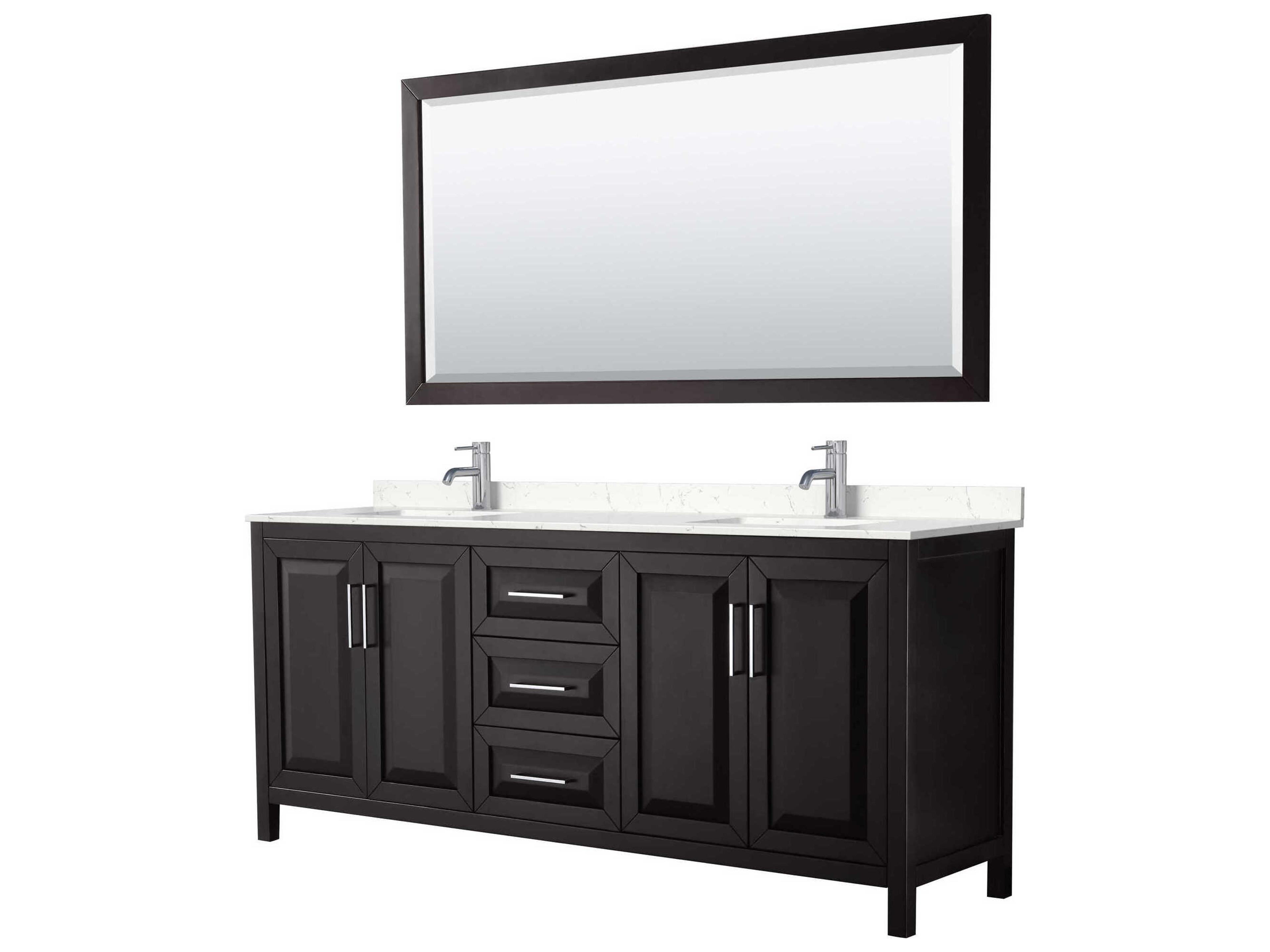 Wyndham Collection Daria 80" Dark Espresso Vanity with 70" Mirror