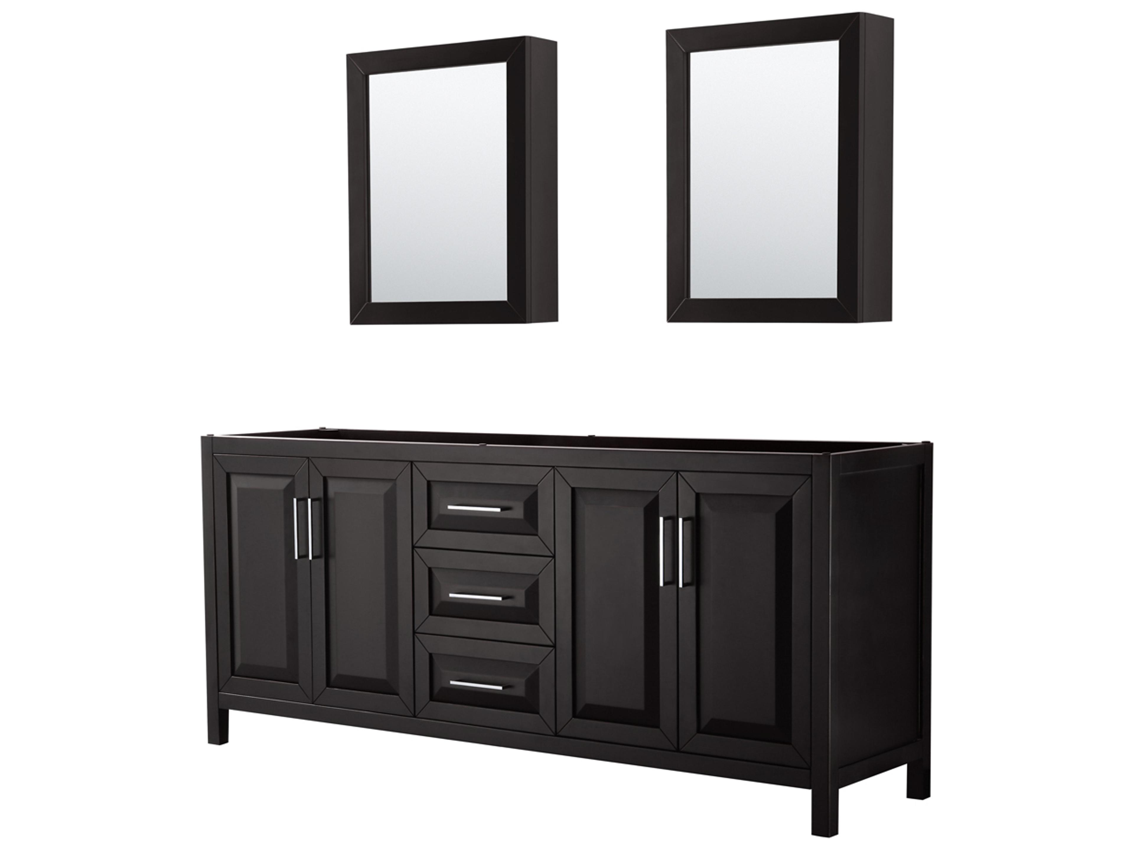 Wyndham Collection Daria 79" Dark Espresso Vanity with Medicine Cabinet