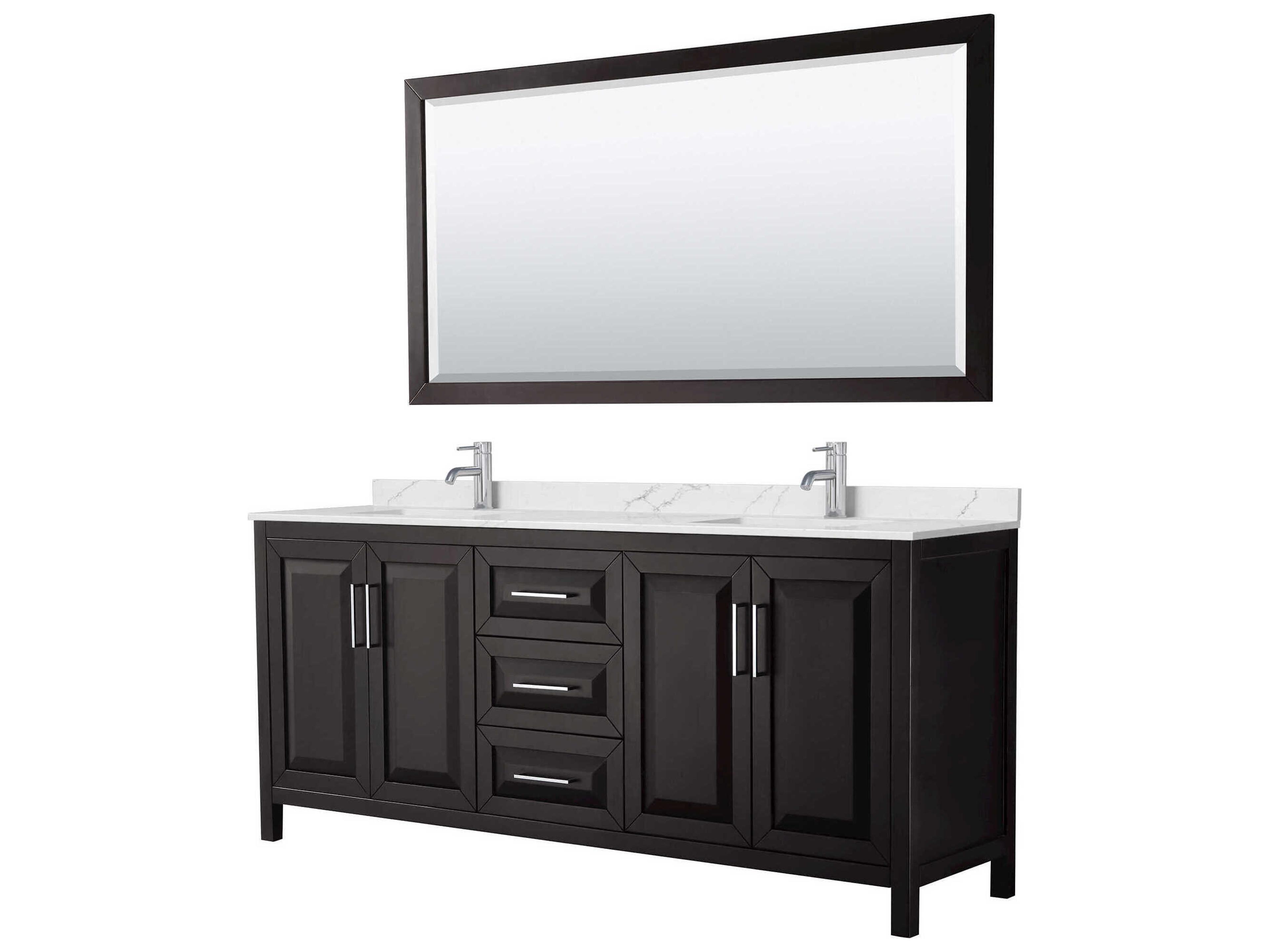 Wyndham Collection Daria 80" Dark Espresso Vanity with 70" Mirror
