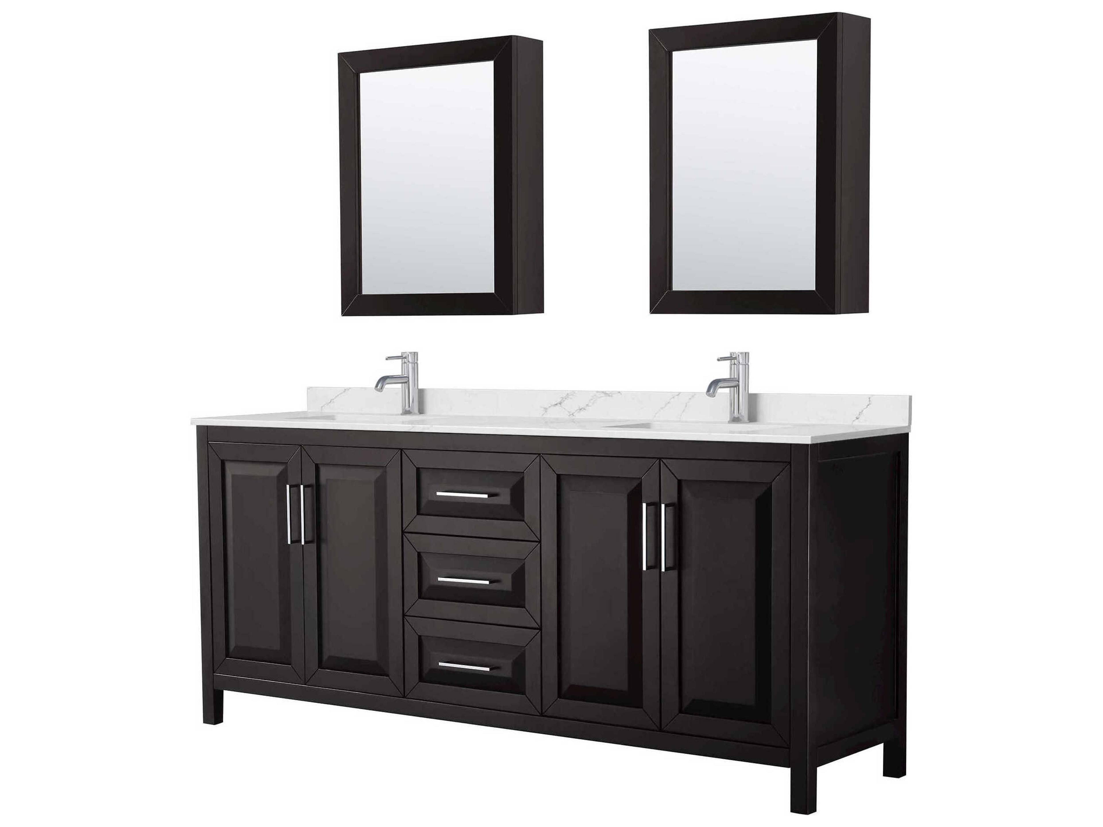 Wyndham Collection Daria 80" Dark Espresso Vanity with Medicine Cabinet