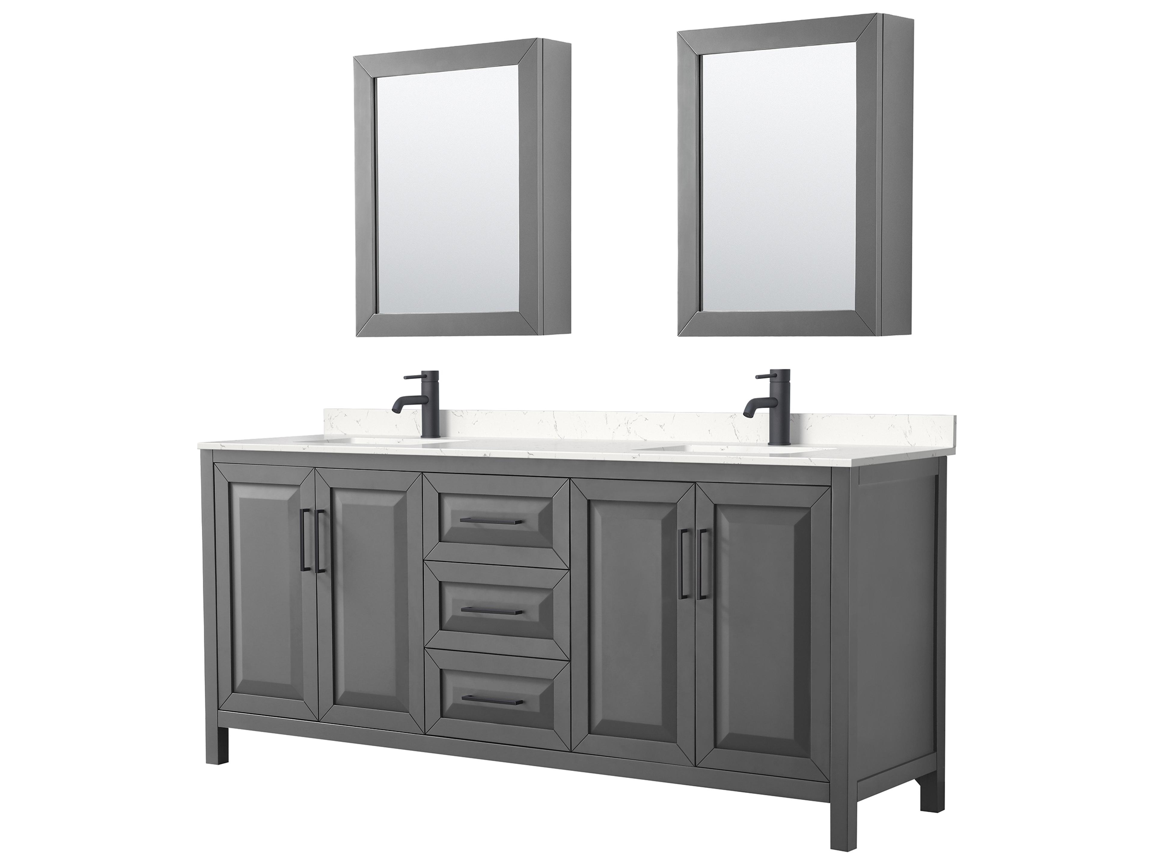 Wyndham Collection Daria 80" Dark Gray Vanity with Medicine Cabinet