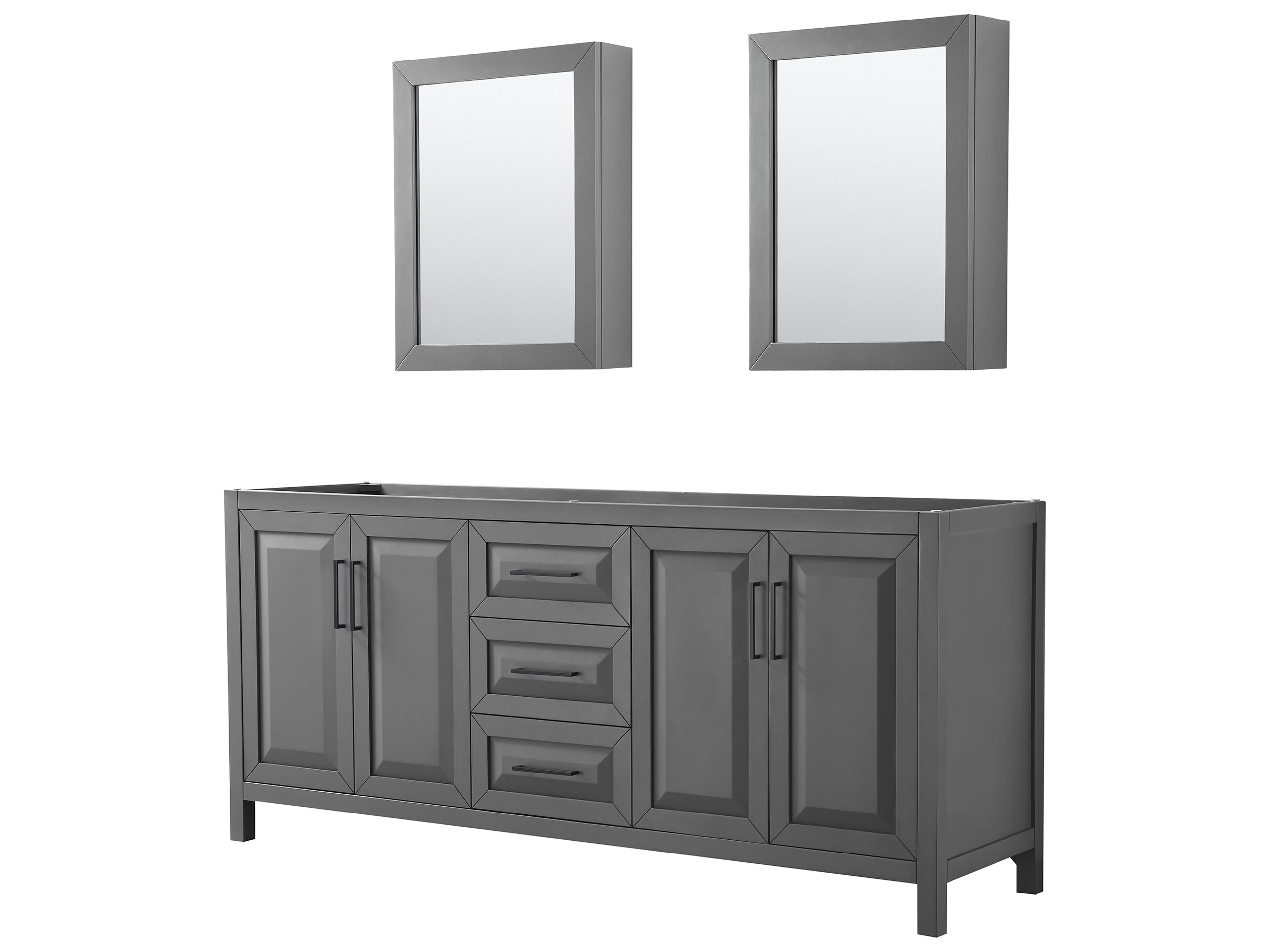 Wyndham Collection Daria 79" Dark Gray Vanity with Medicine Cabinet