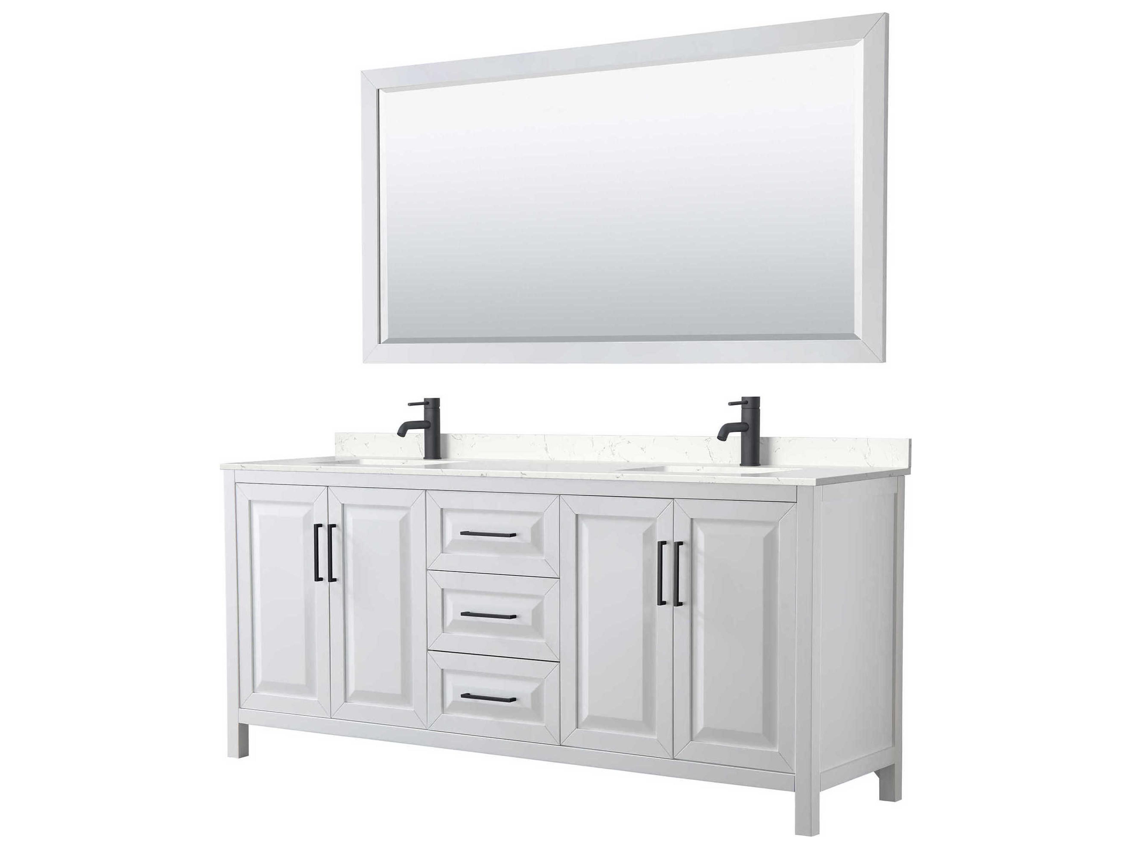 Wyndham Collection Daria 80" White Vanity with 70" Mirror