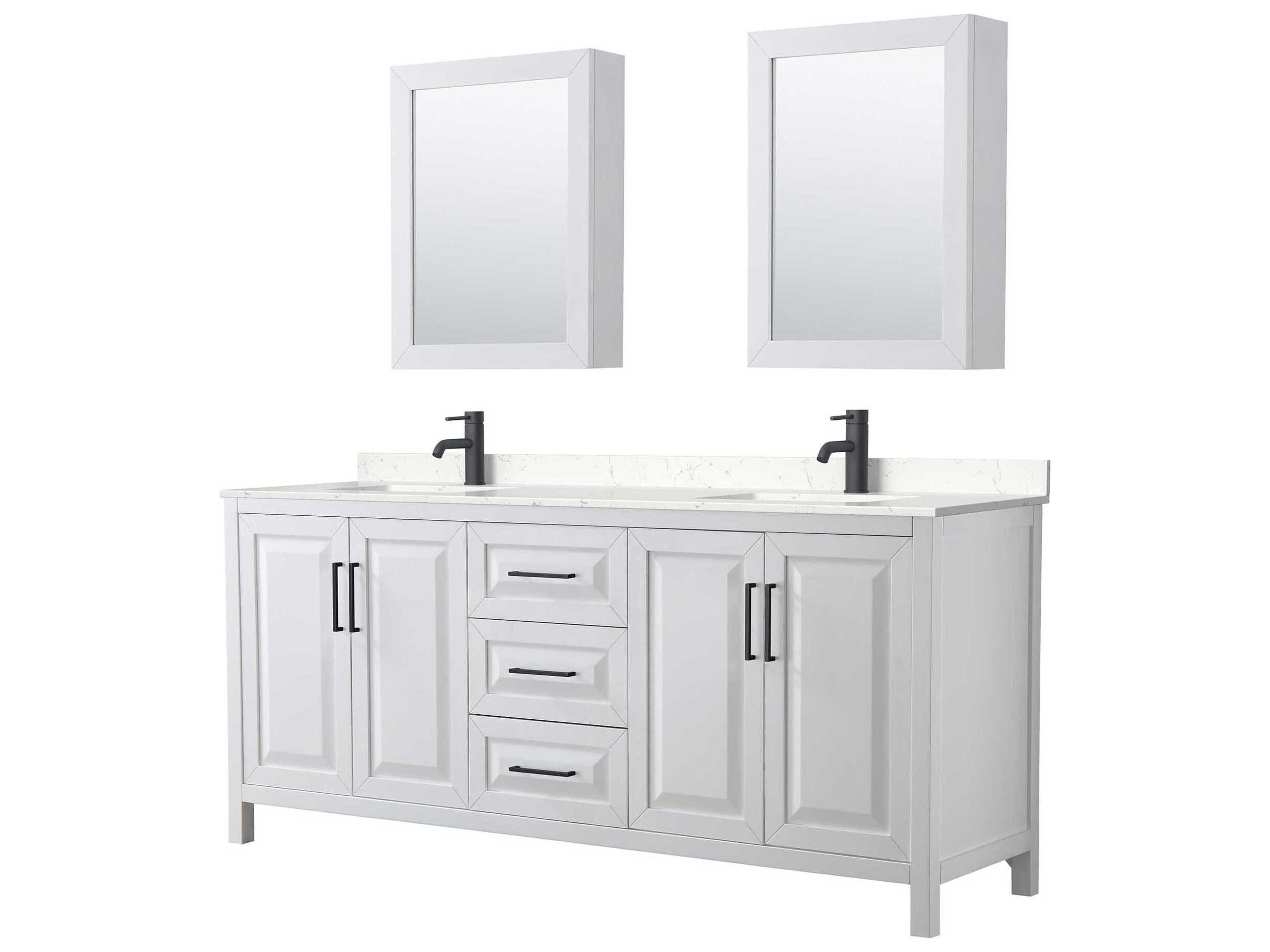Wyndham Collection Daria 80" White Vanity with Medicine Cabinet