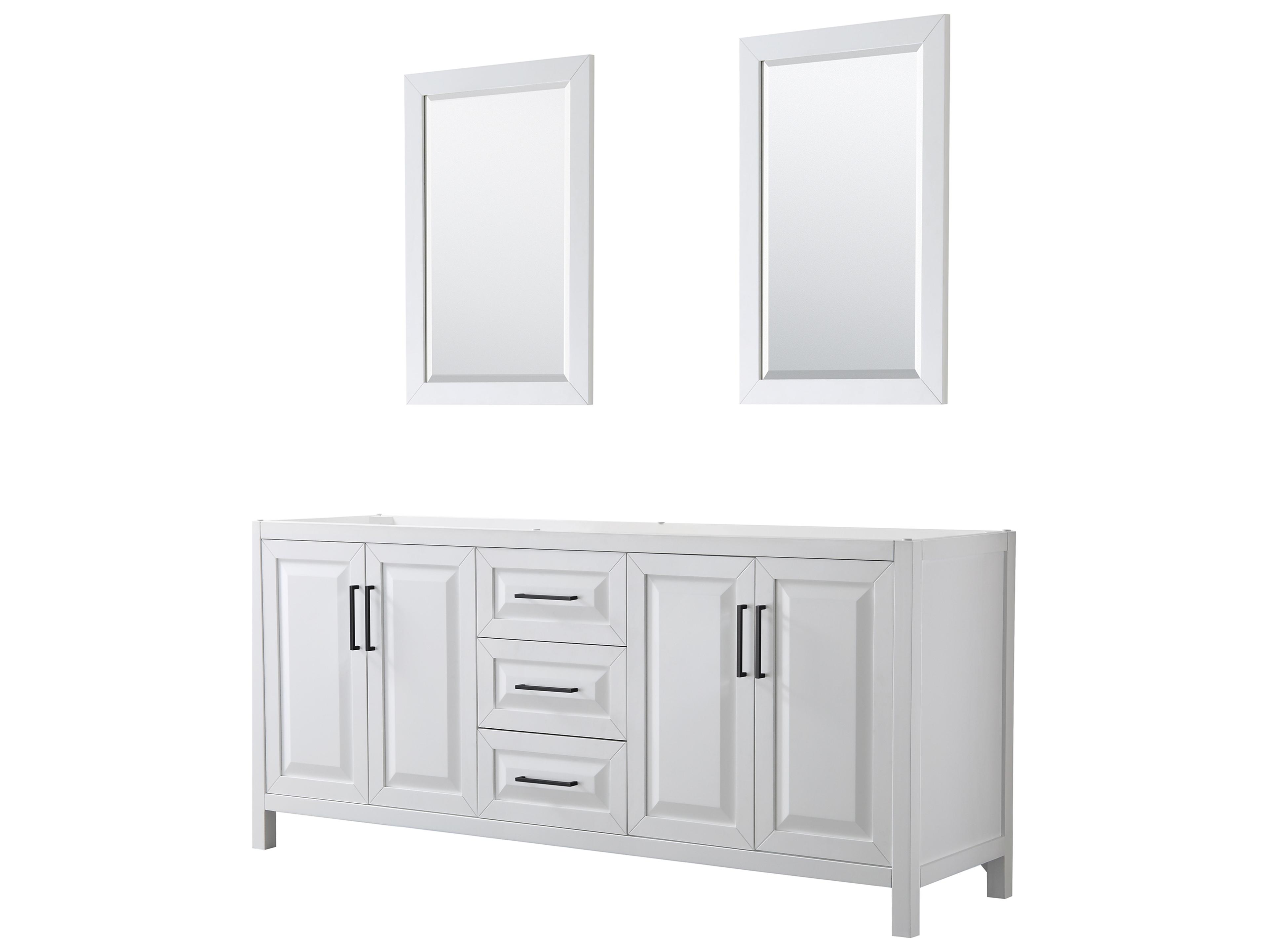 Wyndham Collection Daria 79" White Vanity with 24" Mirror