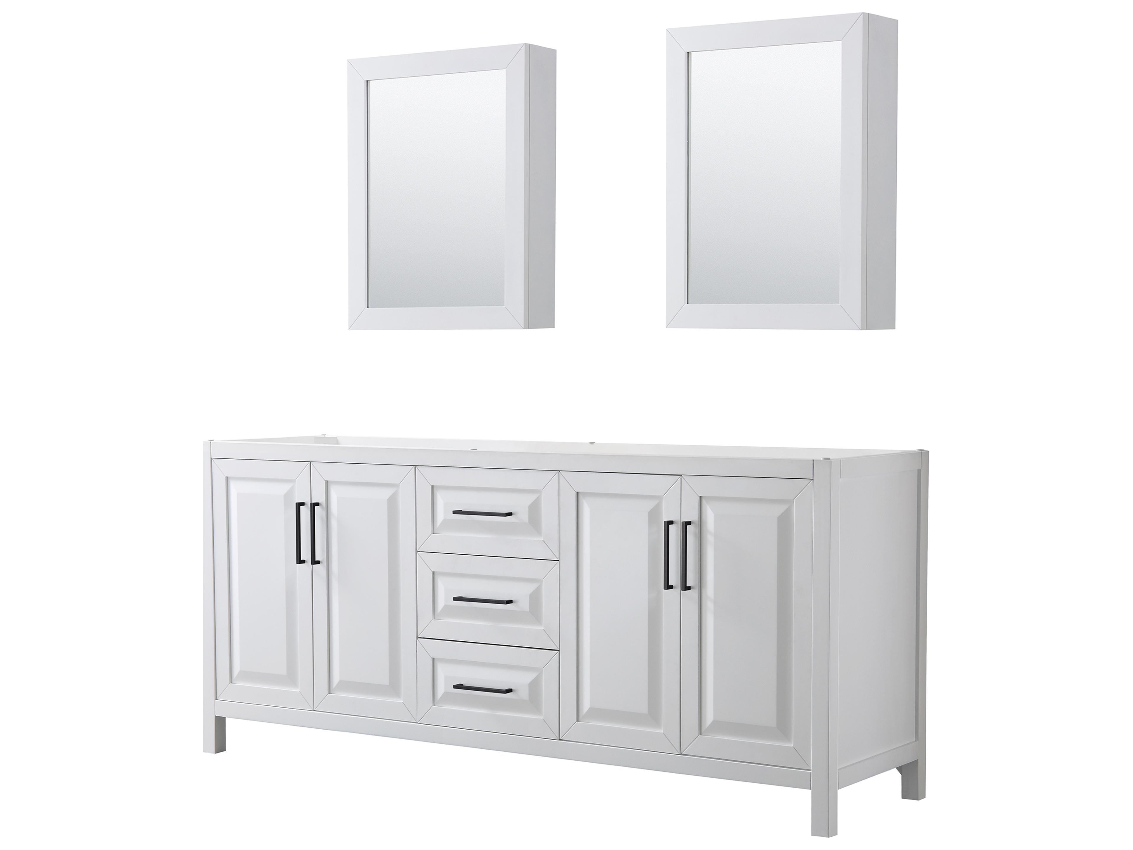 Wyndham Collection Daria 79" White Vanity with Medicine Cabinet