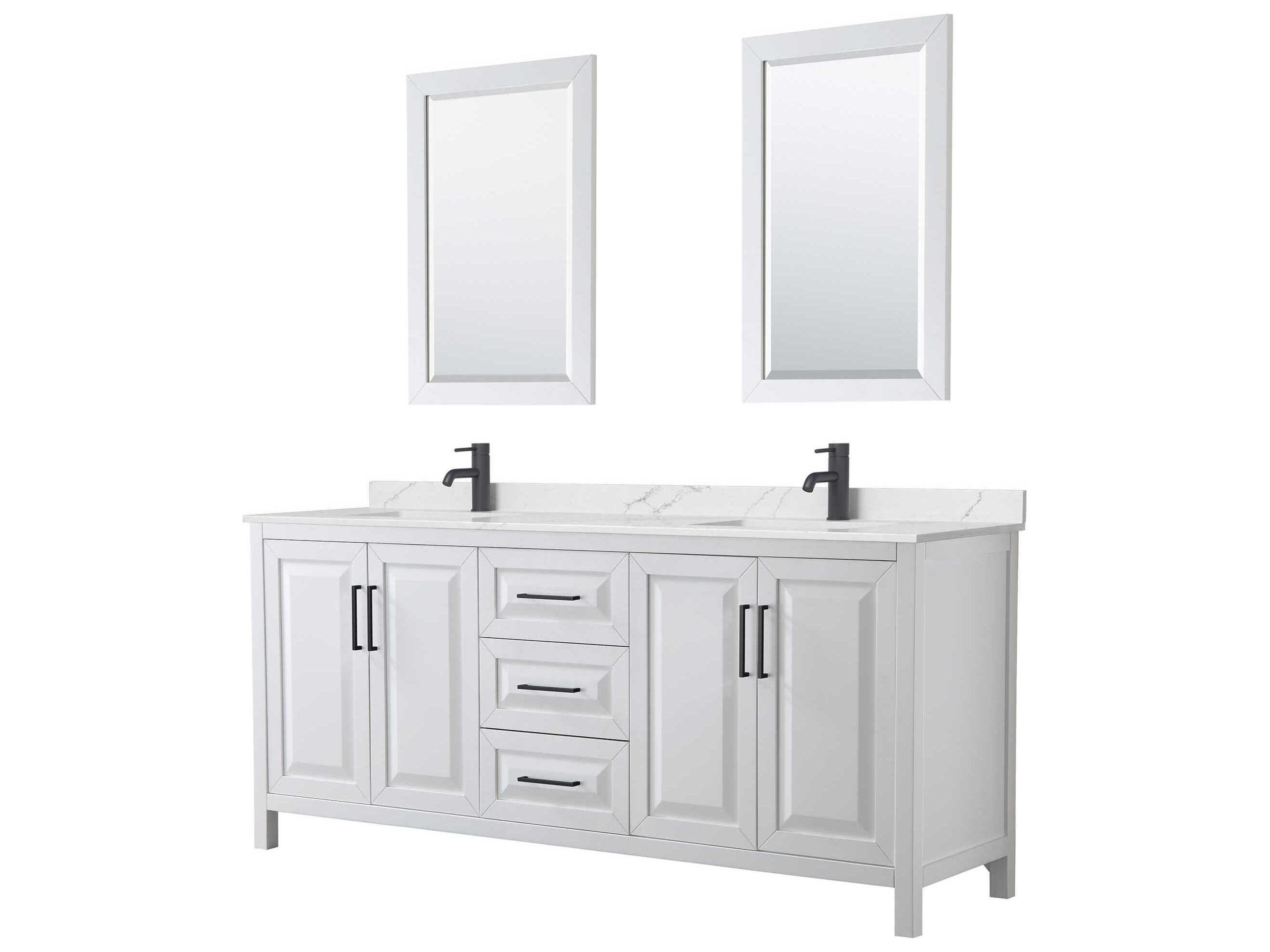 Wyndham Collection Daria 80" White Vanity with 24" Mirror