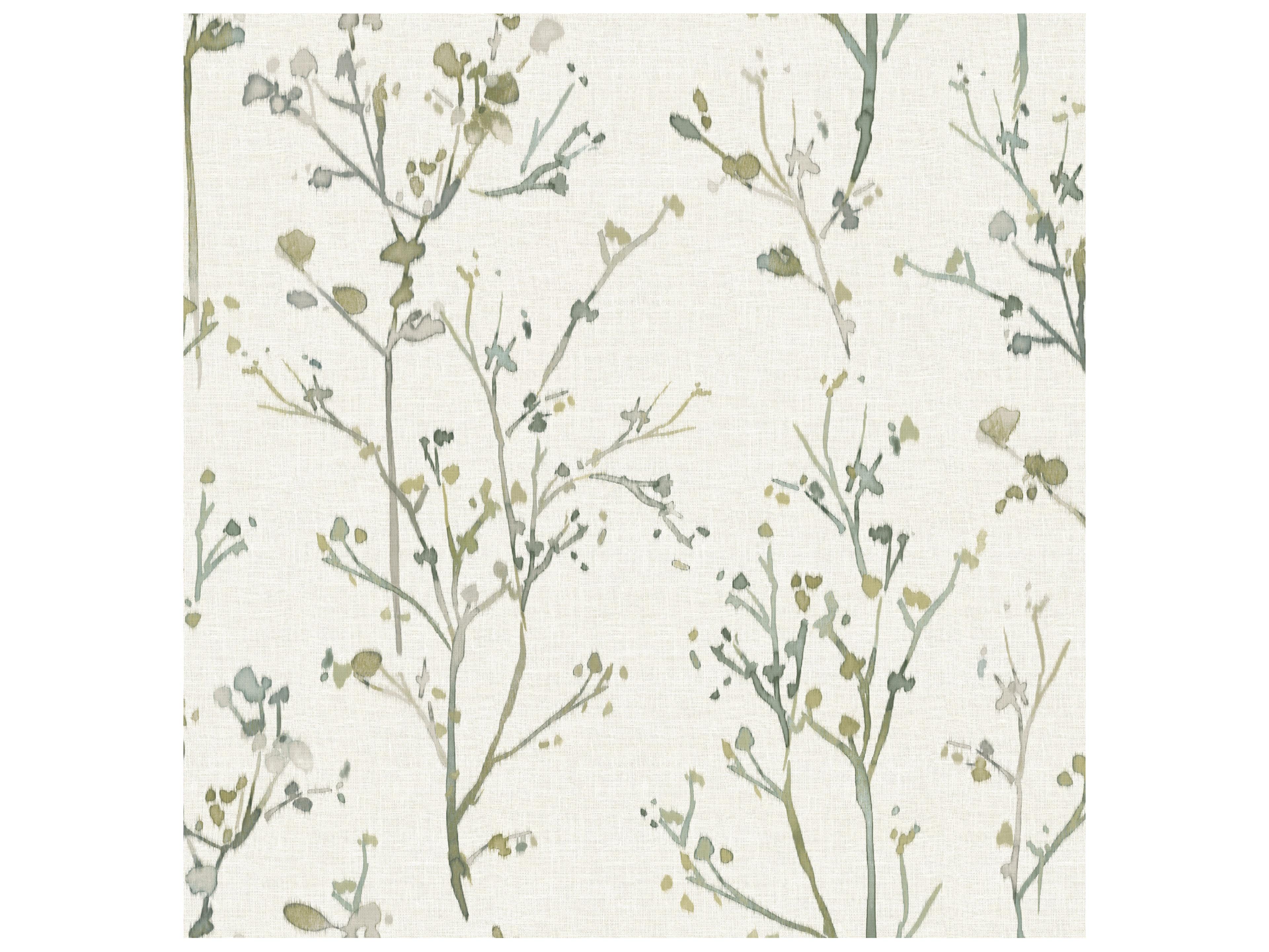 York Wallcoverings Drew & Jonathan Home Fifth Edition Moss Budding Branches Wallpaper