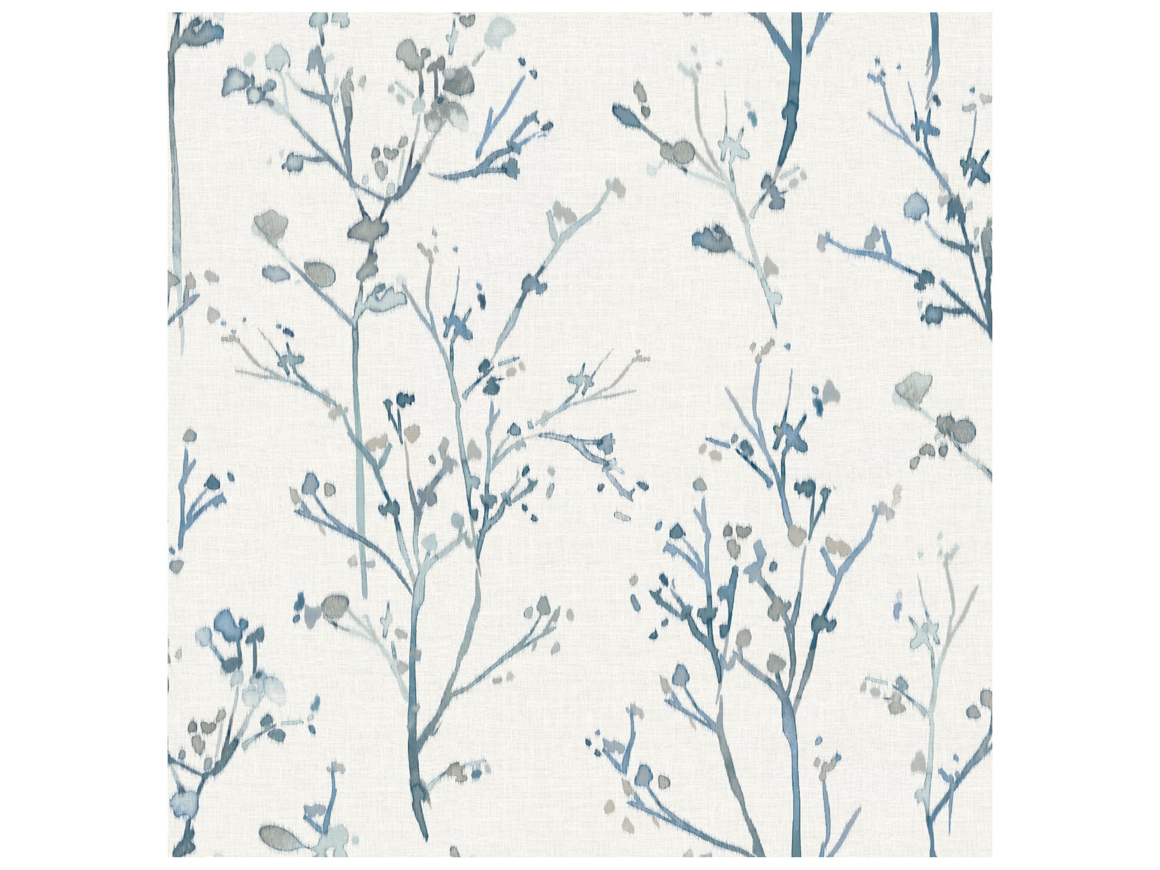 York Wallcoverings Drew & Jonathan Home Fifth Edition Blue Budding Branches Wallpaper