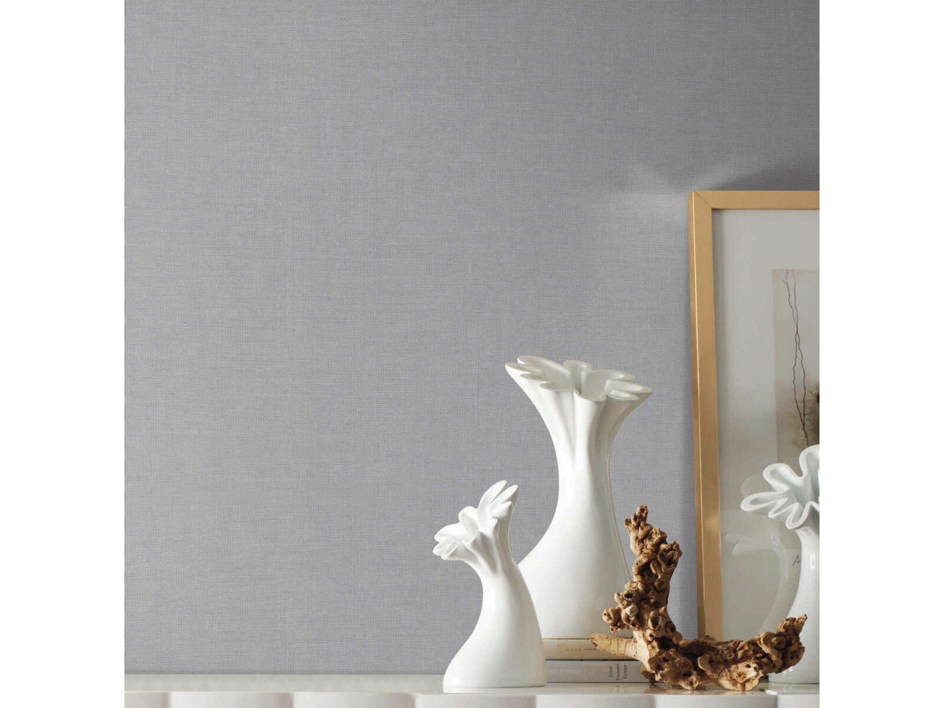 York Wallcoverings Signature Textures Silver Gesso Weave Wallpaper