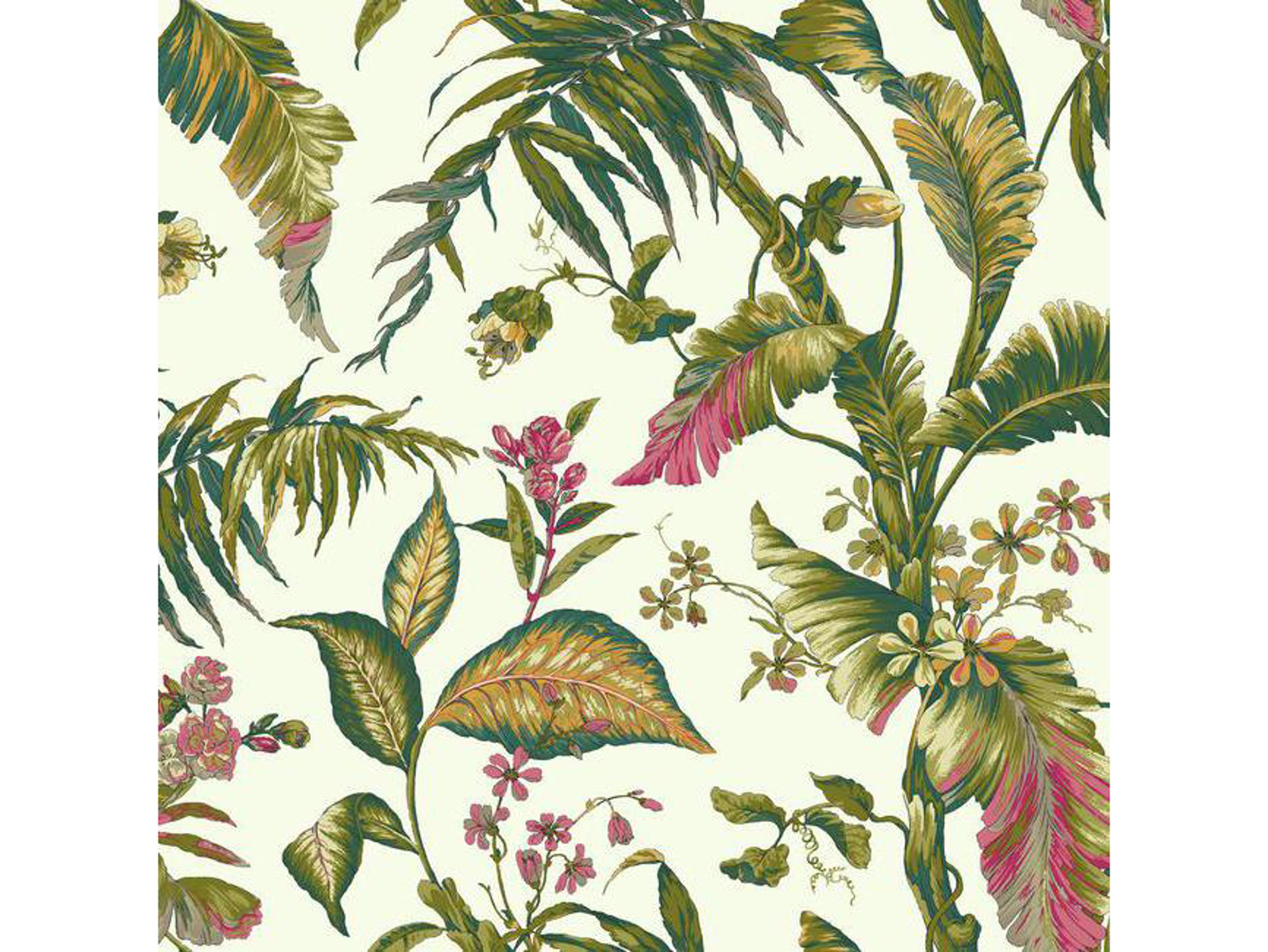 York Wallcoverings IBC 4 Earthy Tones White Teal Fiji Garden Wallpaper