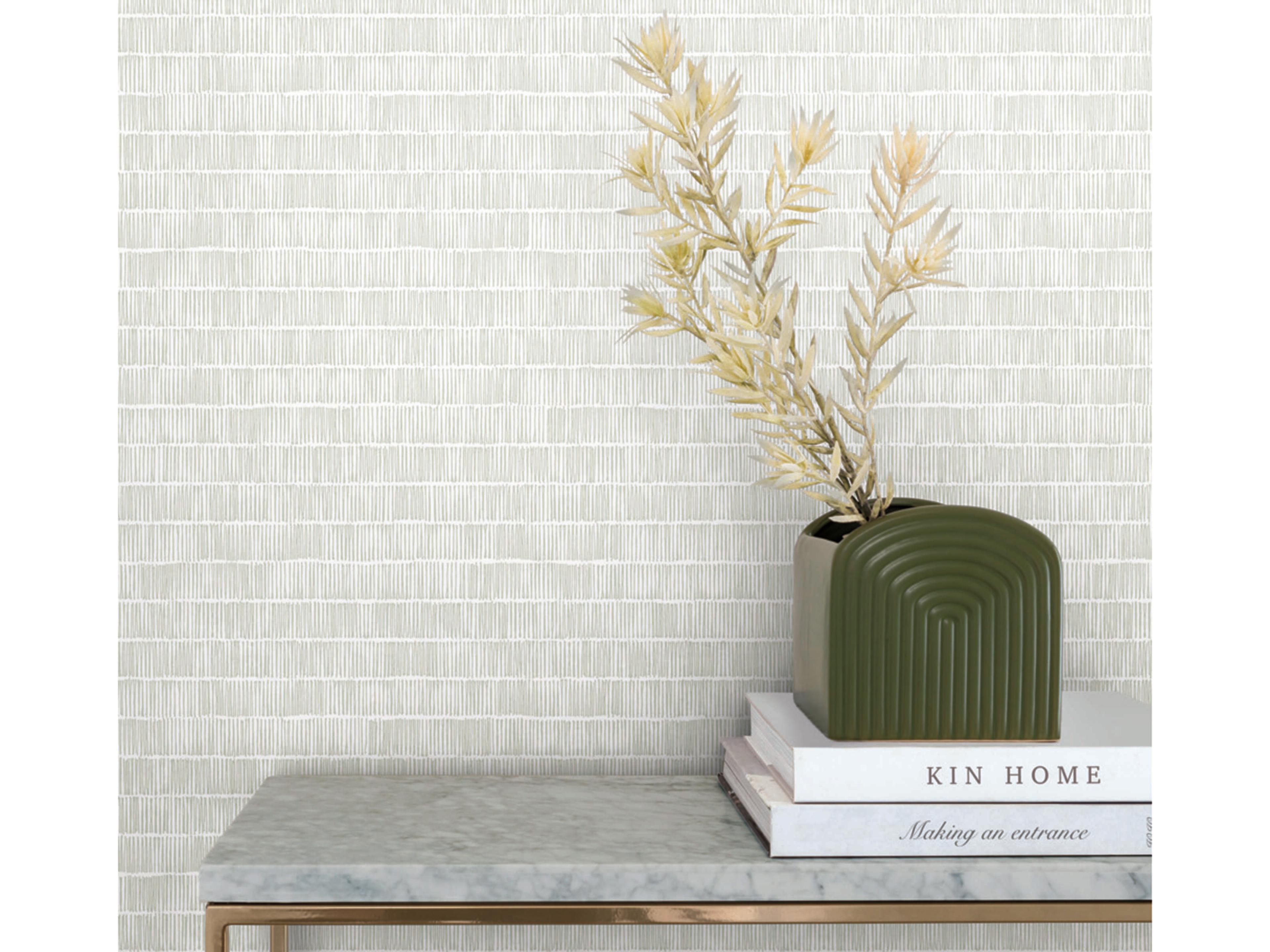 York Wallcoverings Black & White Resource Library Grey Horizontal Hash Marks Wallpaper