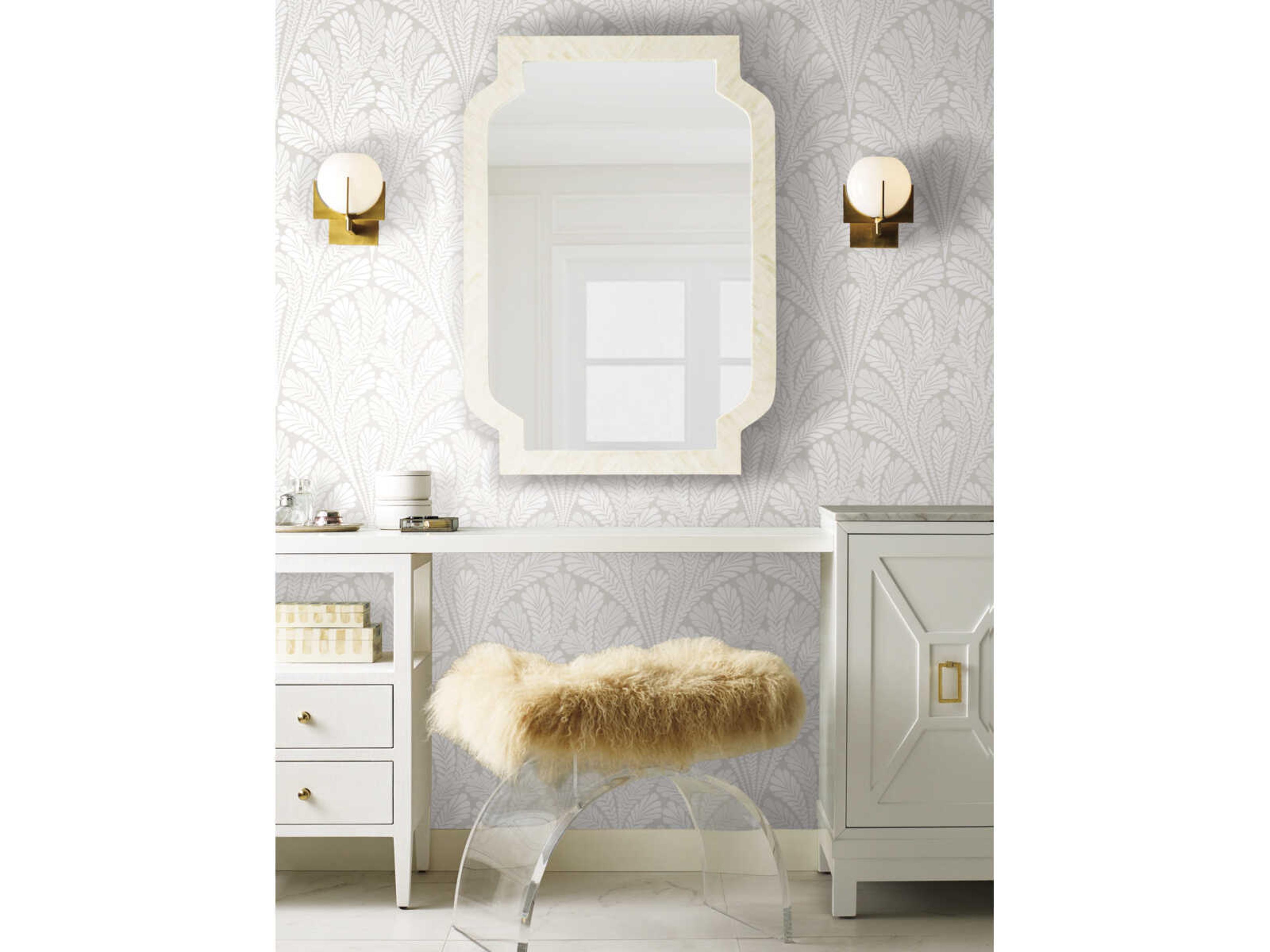 York Wallcoverings Black & White Resource Library Cream Pearl Shell Damask Wallpaper