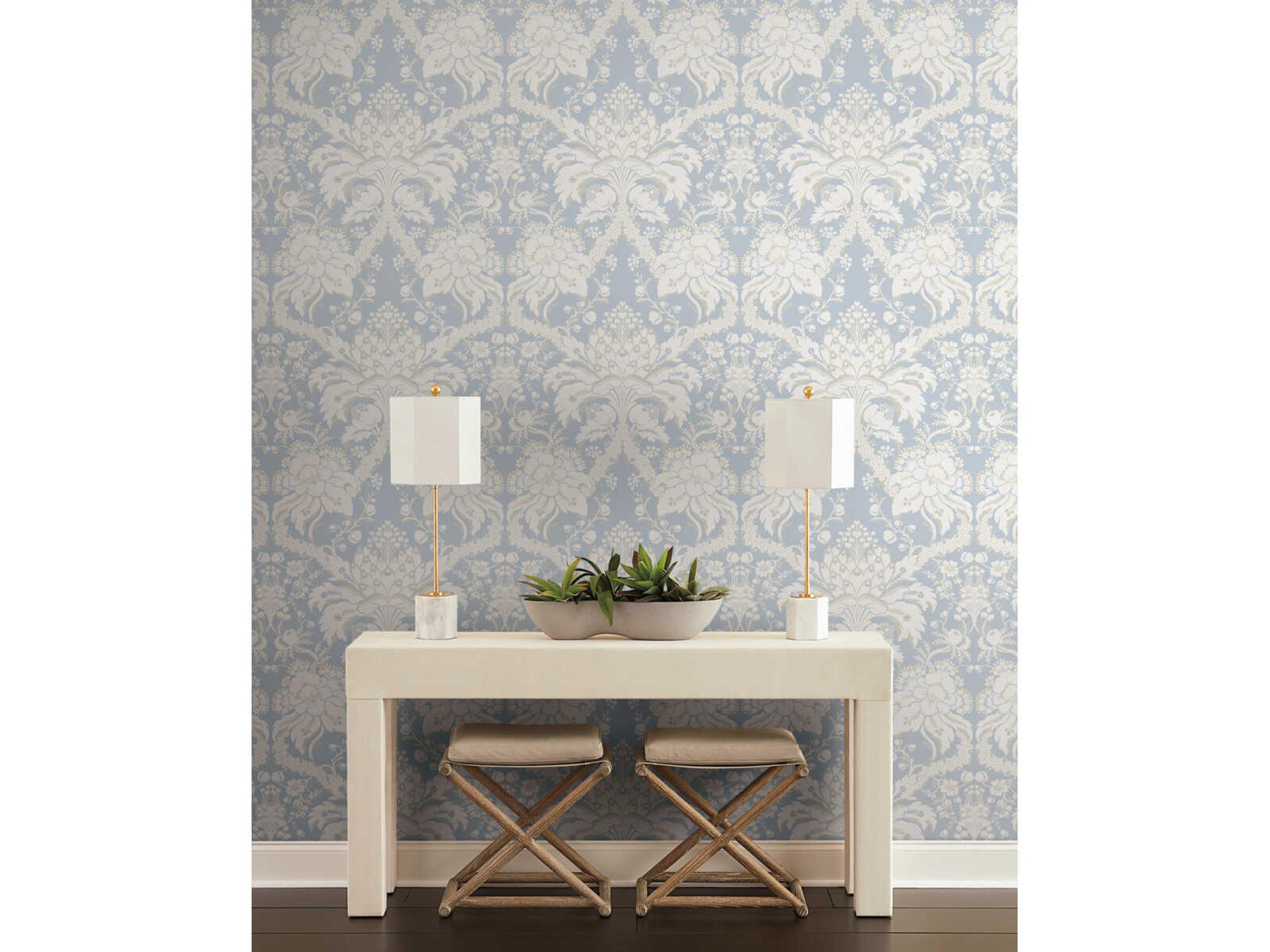York Wallcoverings Damask Resource Library Blue French Artichoke Dam Wallpaper