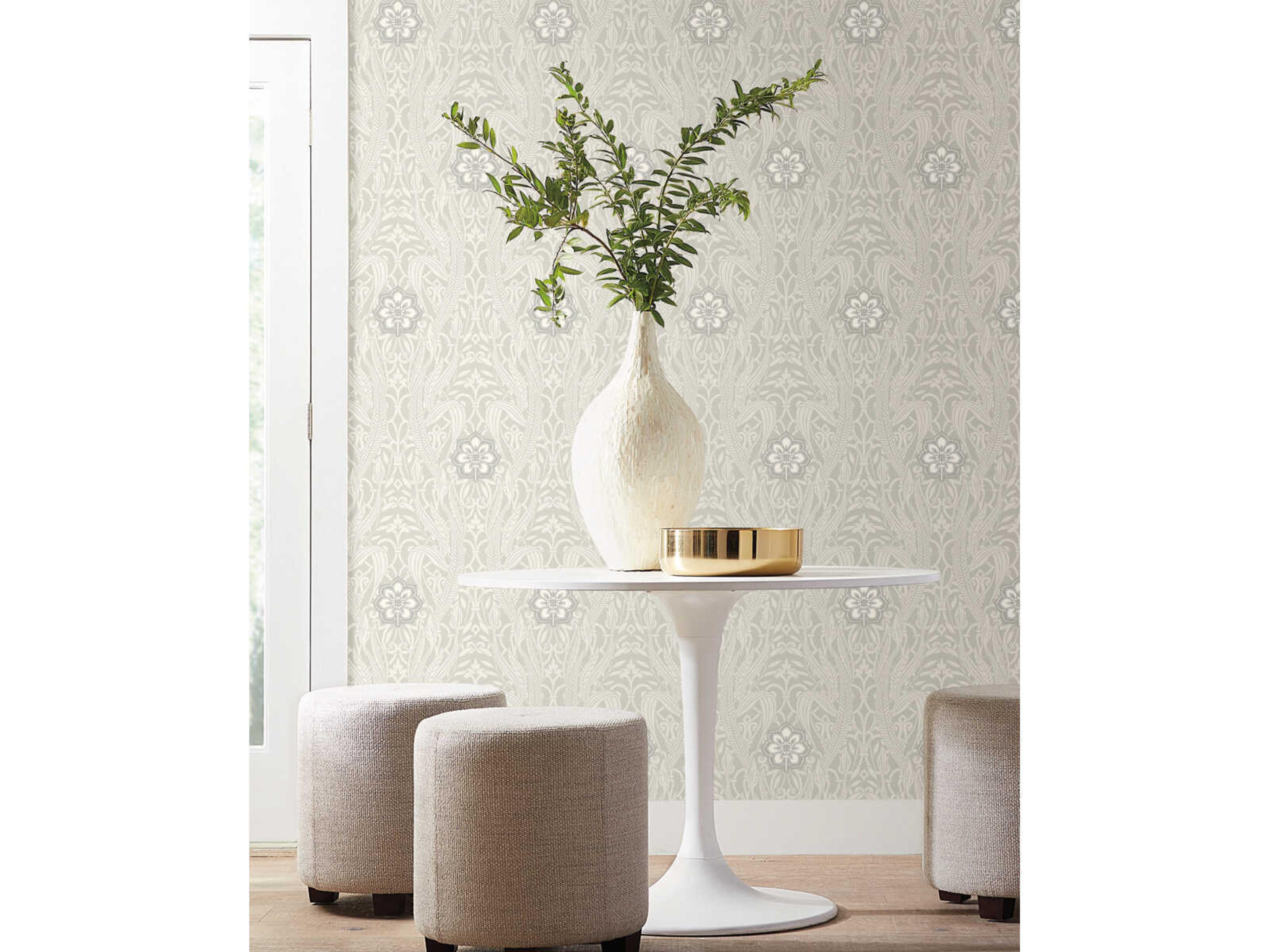 York Wallcoverings Damask Resource Library Grey Gatsby Damask Wallpaper