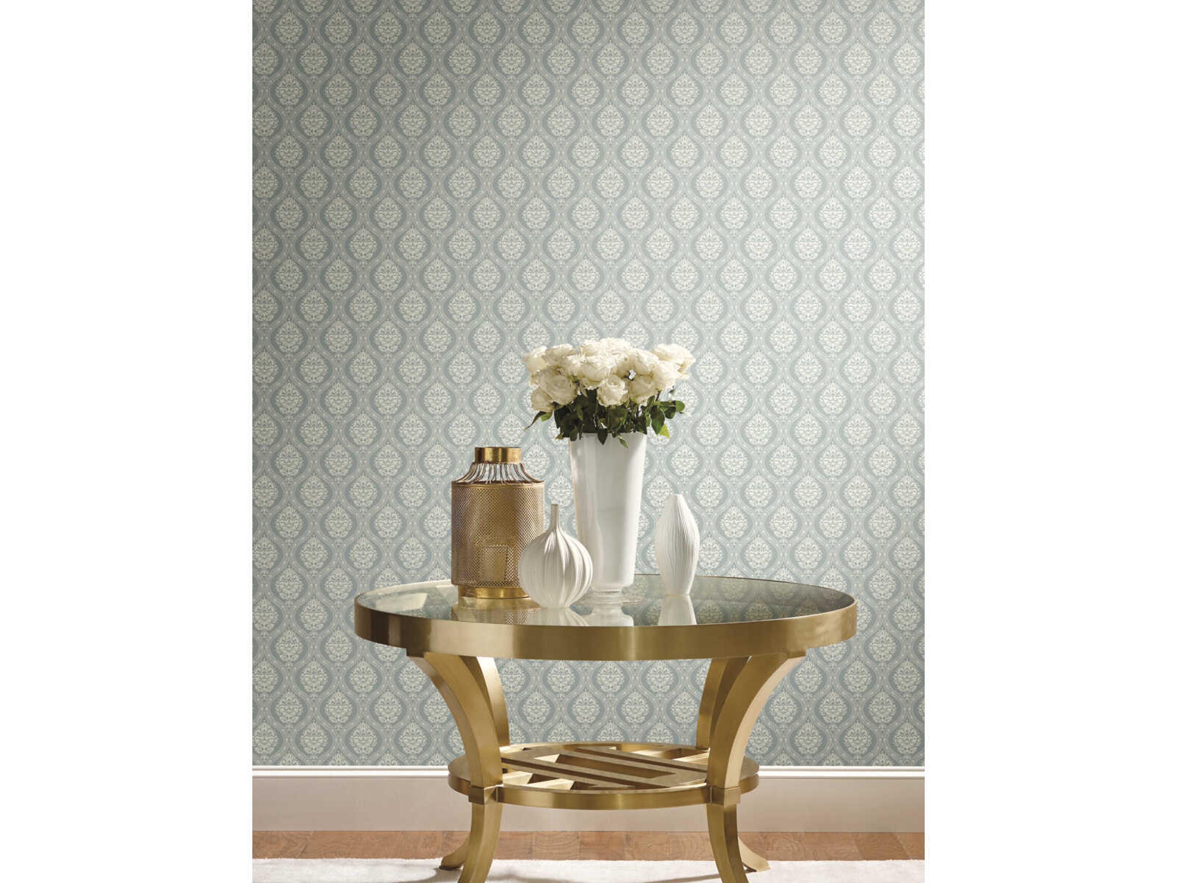 York Wallcoverings Damask Resource Library Green Petite Ogee Wallpaper