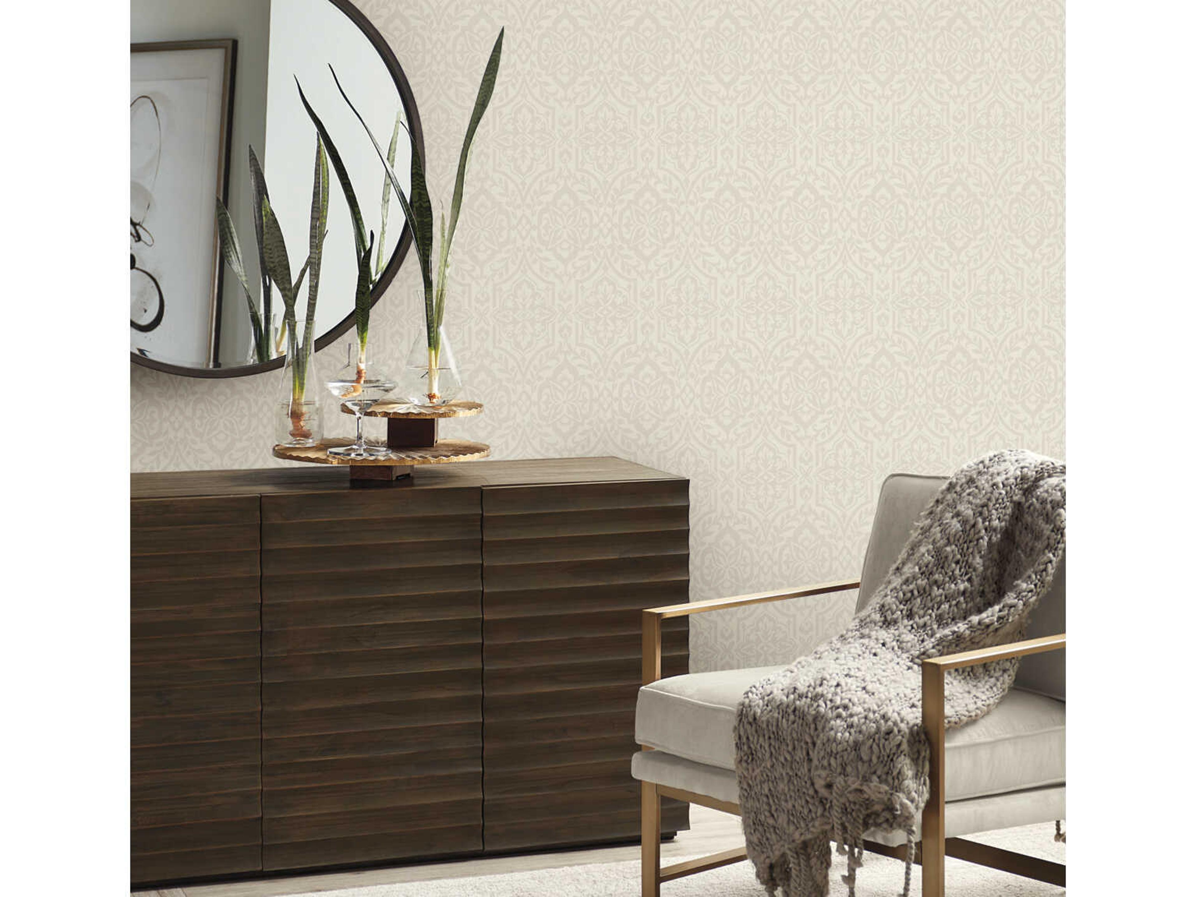 York Wallcoverings Damask Resource Library Taupe Catherdral Damask Wallpaper