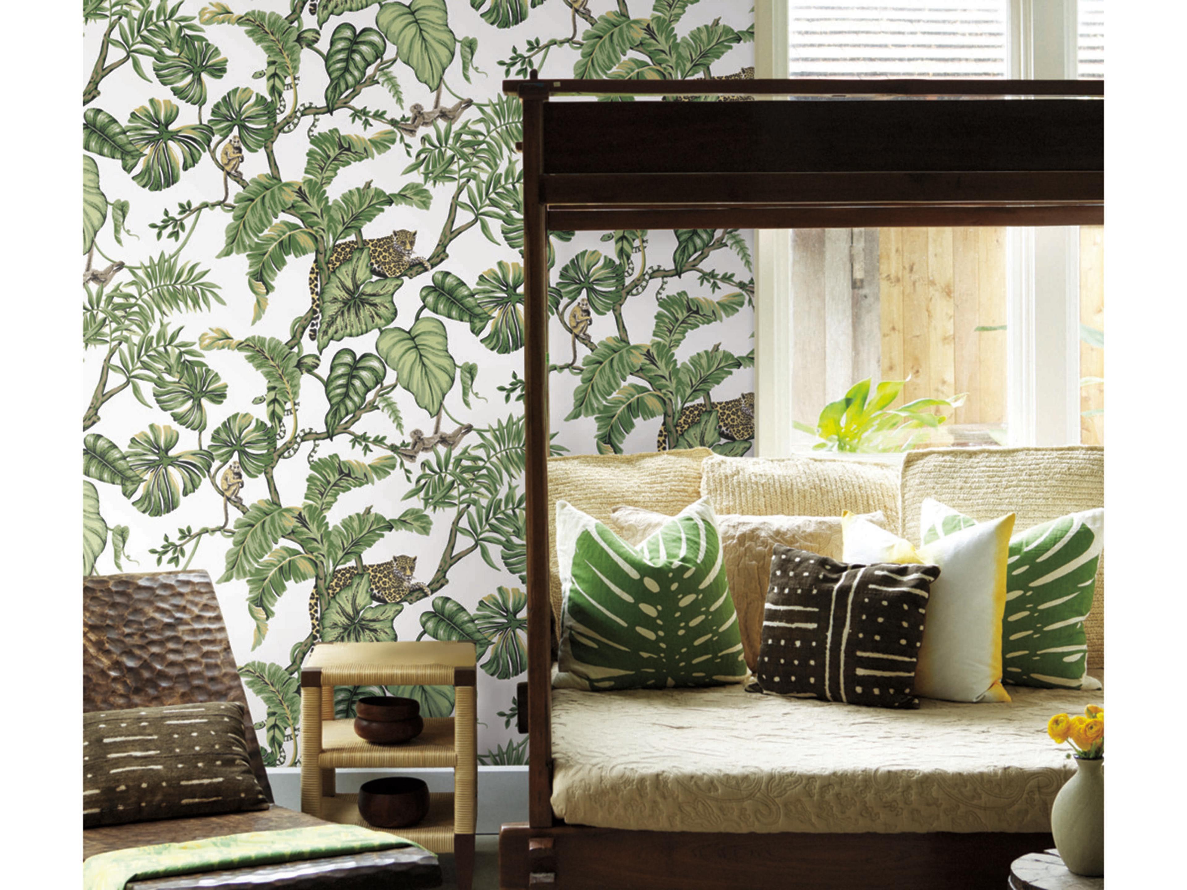 York Wallcoverings Ronald Redding Traveler White Jungle Cat Wallpaper