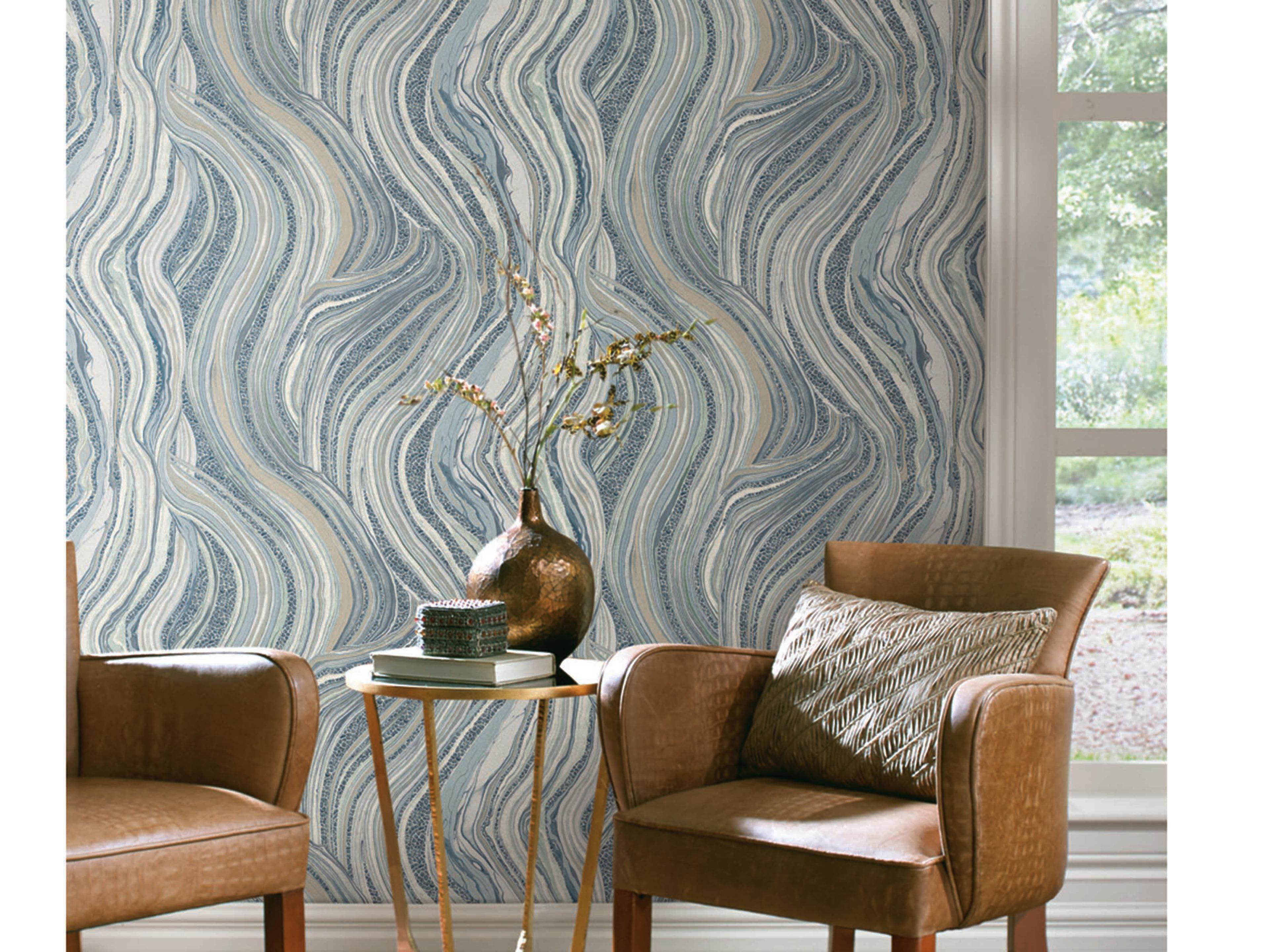 York Wallcoverings Ronald Redding Traveler Blue Streaming Cheetah Wallpaper