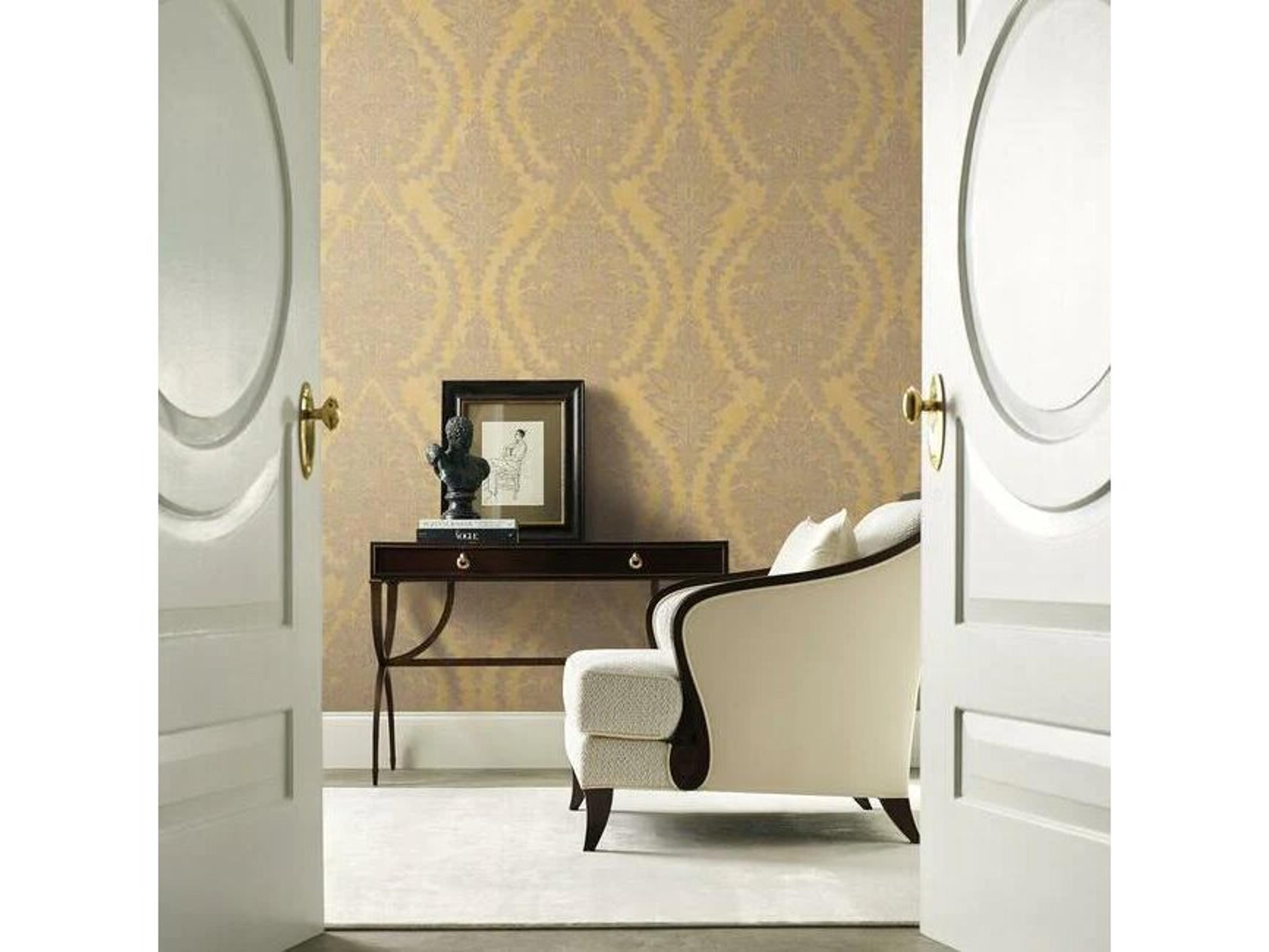 York Wallcoverings Ronald Redding 24 Karat Yellow Charleston Damask Wallpaper