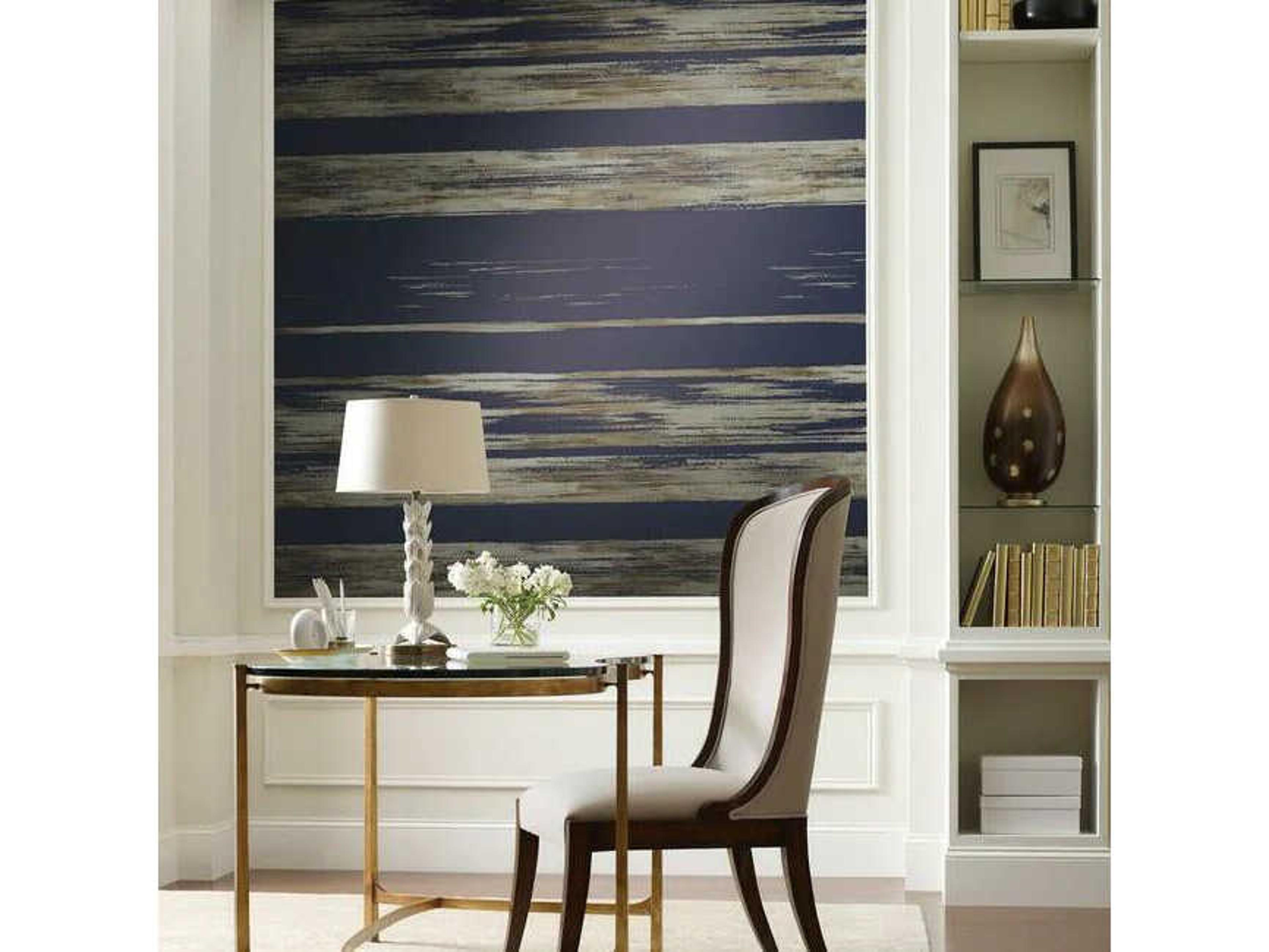 York Wallcoverings Ronald Redding 24 Karat Navy Horizontal Dry Brush Wallpaper