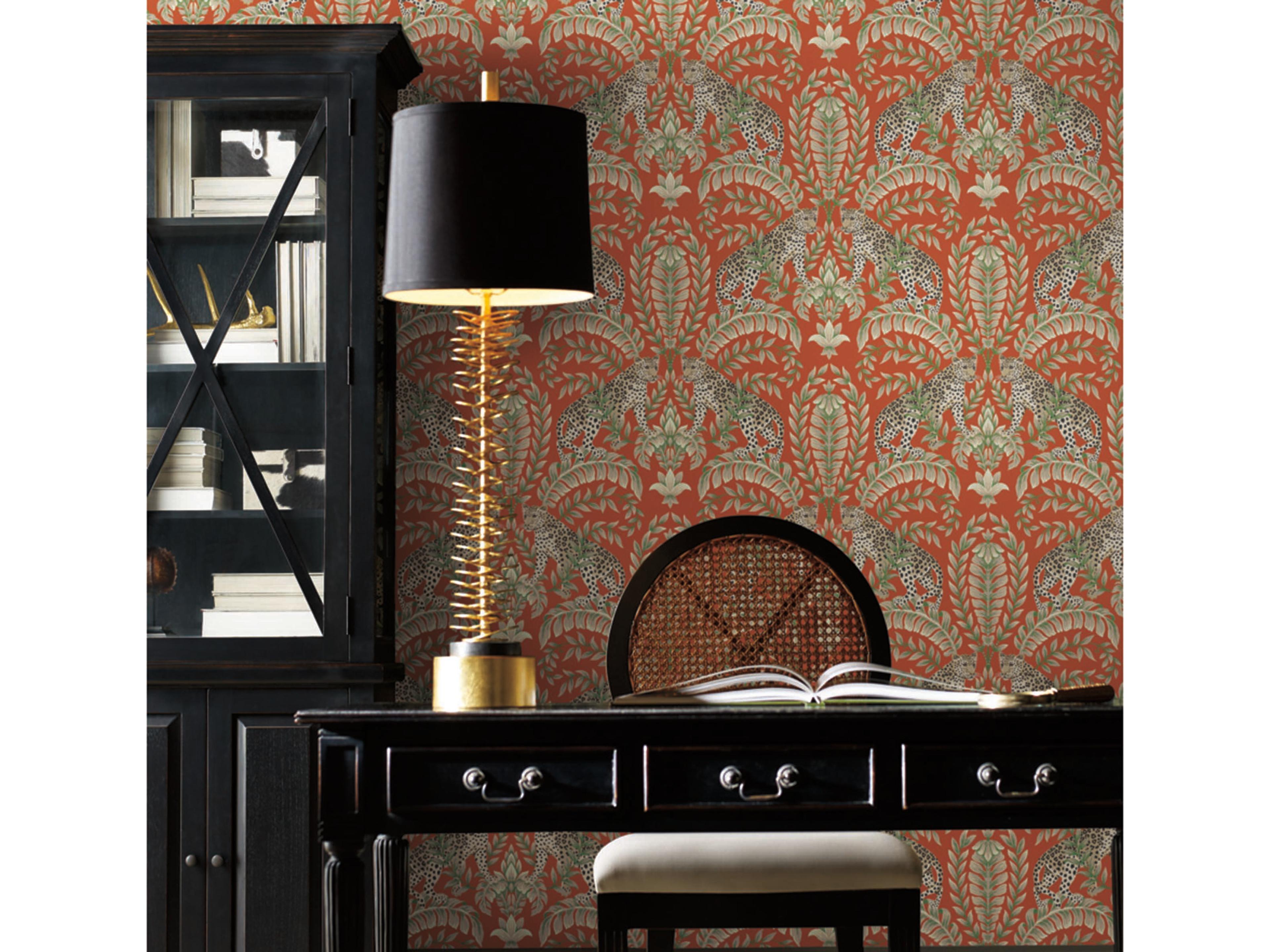 York Wallcoverings Ronald Redding 24 Karat Orange Jungle Leopard Wallpaper