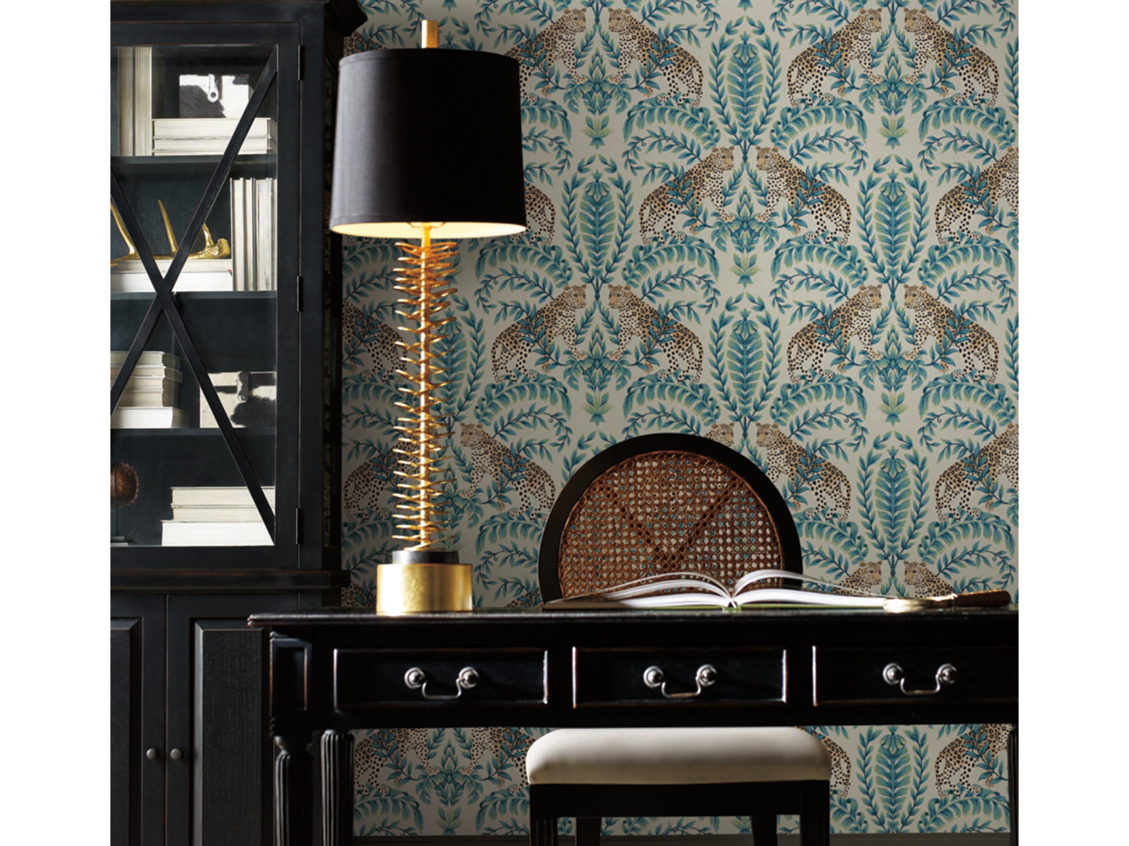York Wallcoverings Ronald Redding 24 Karat Taupe Jungle Leopard Wallpaper