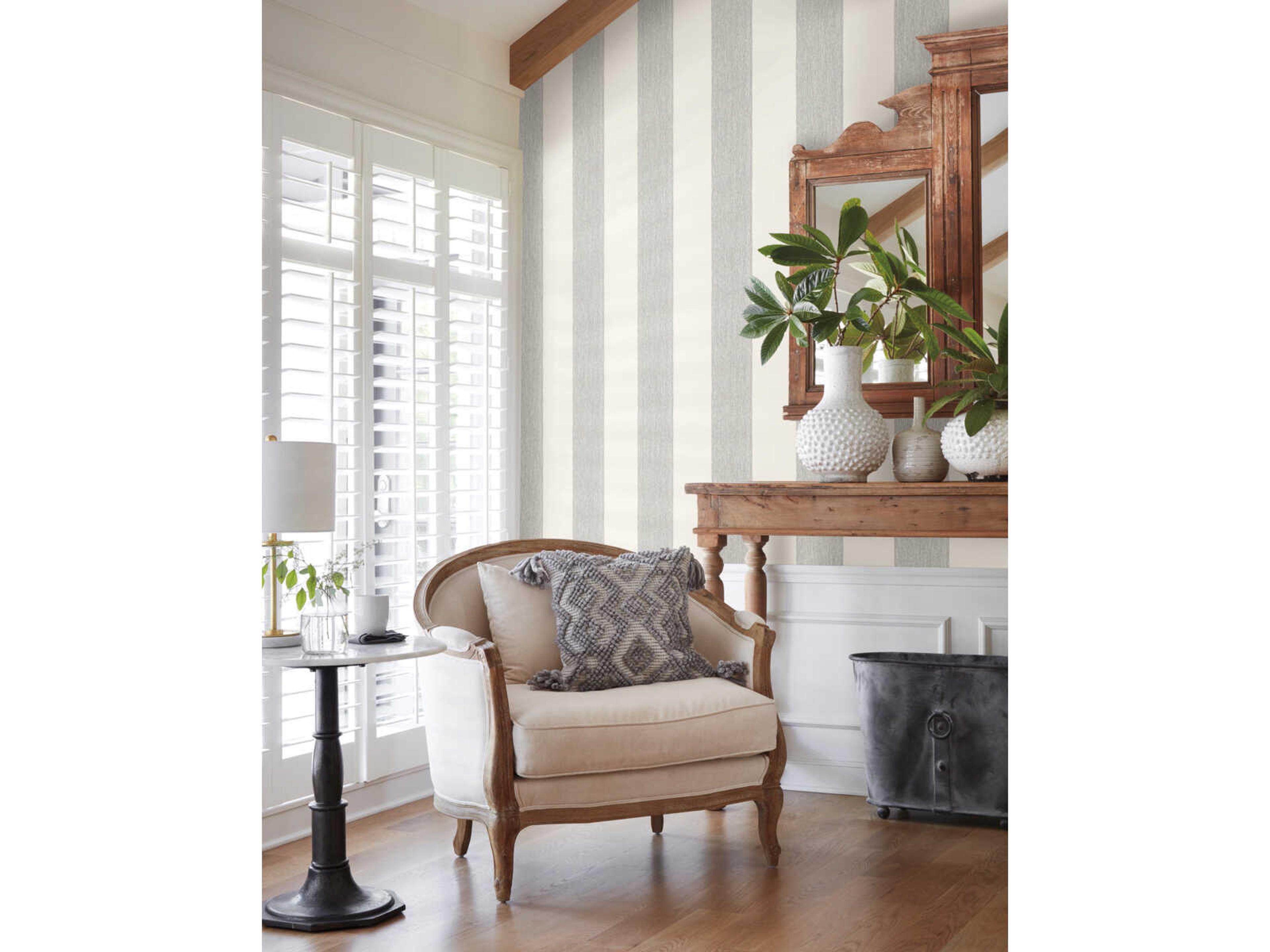 York Wallcoverings Magnolia Home Artful Prints & Patterns Black Thread Stripe Wallpaper