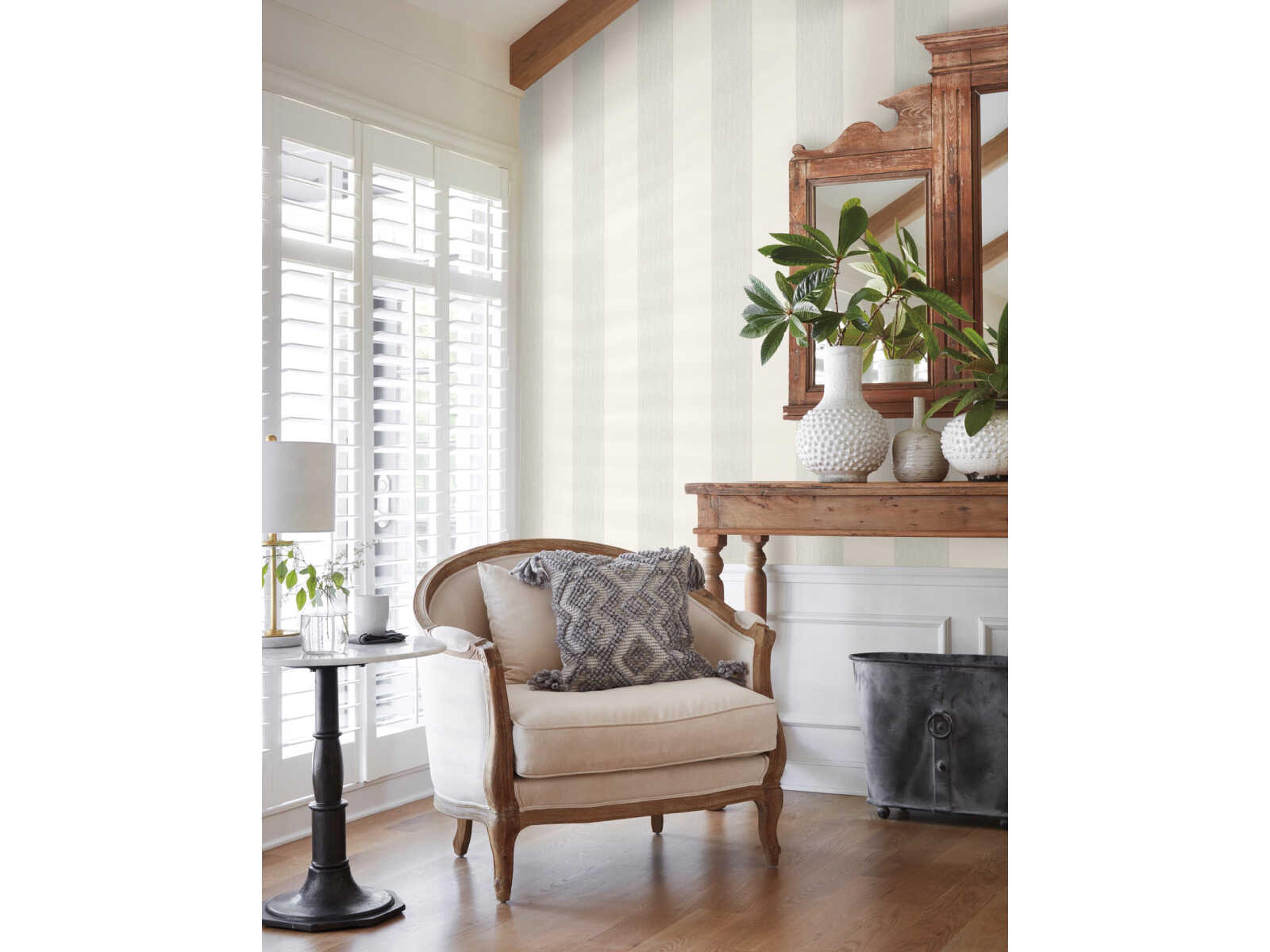 York Wallcoverings Magnolia Home Artful Prints & Patterns Blue Thread Stripe Wallpaper