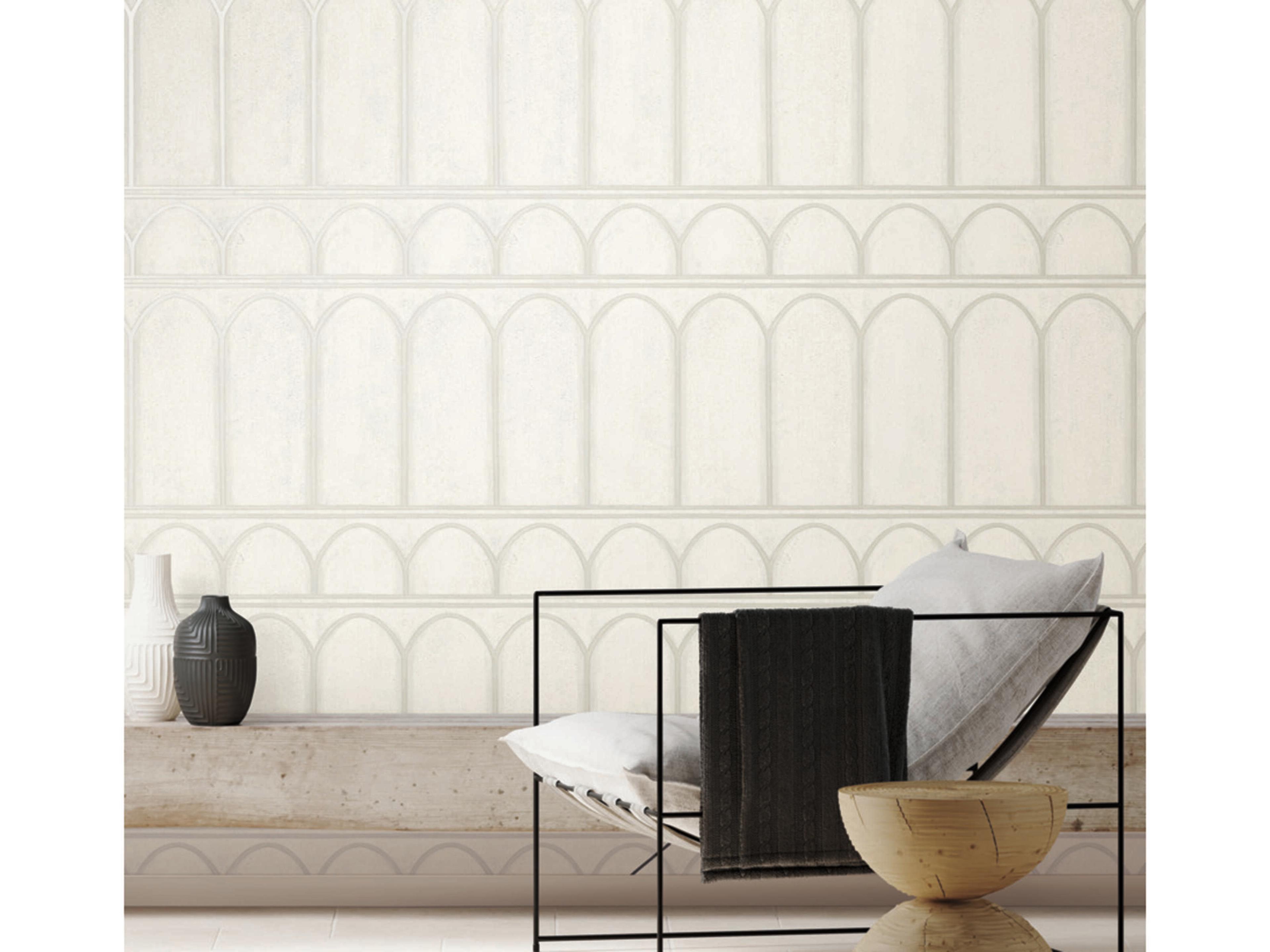 York Wallcoverings Mediterranean White Pearl Arches Wallpaper
