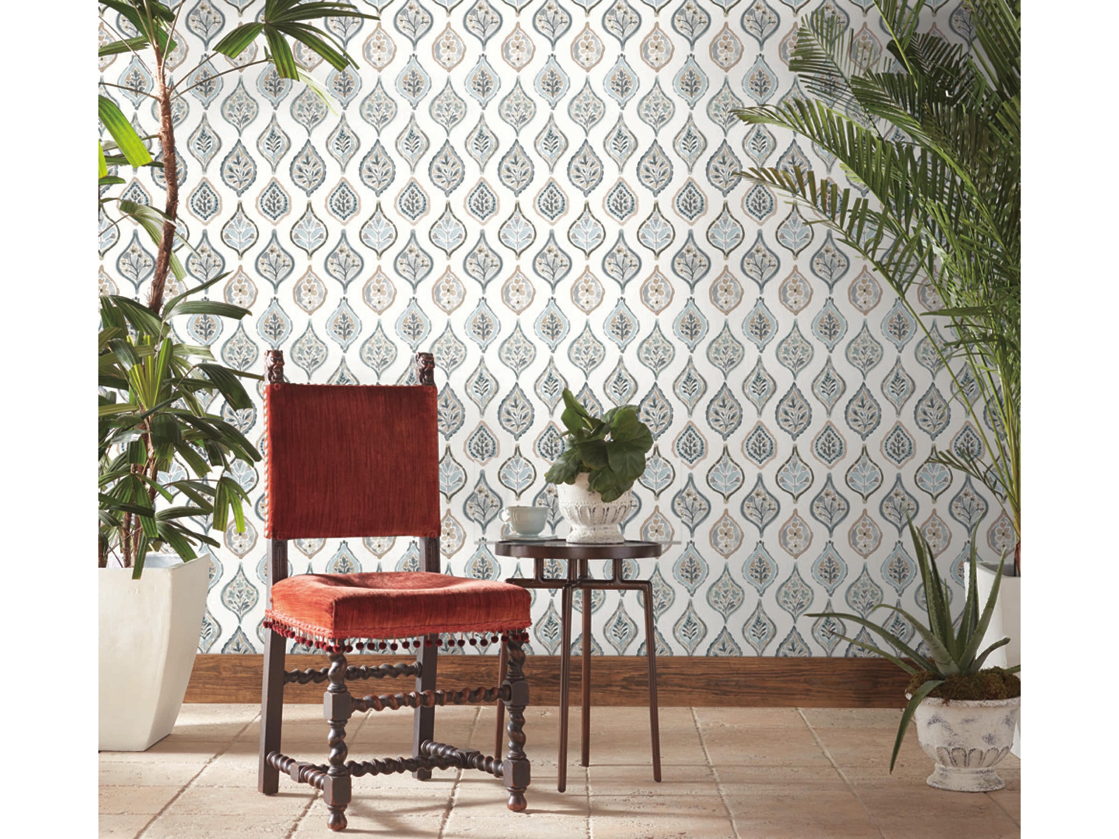 York Wallcoverings Mediterranean White Neutral Marketplace Motif Wallpaper