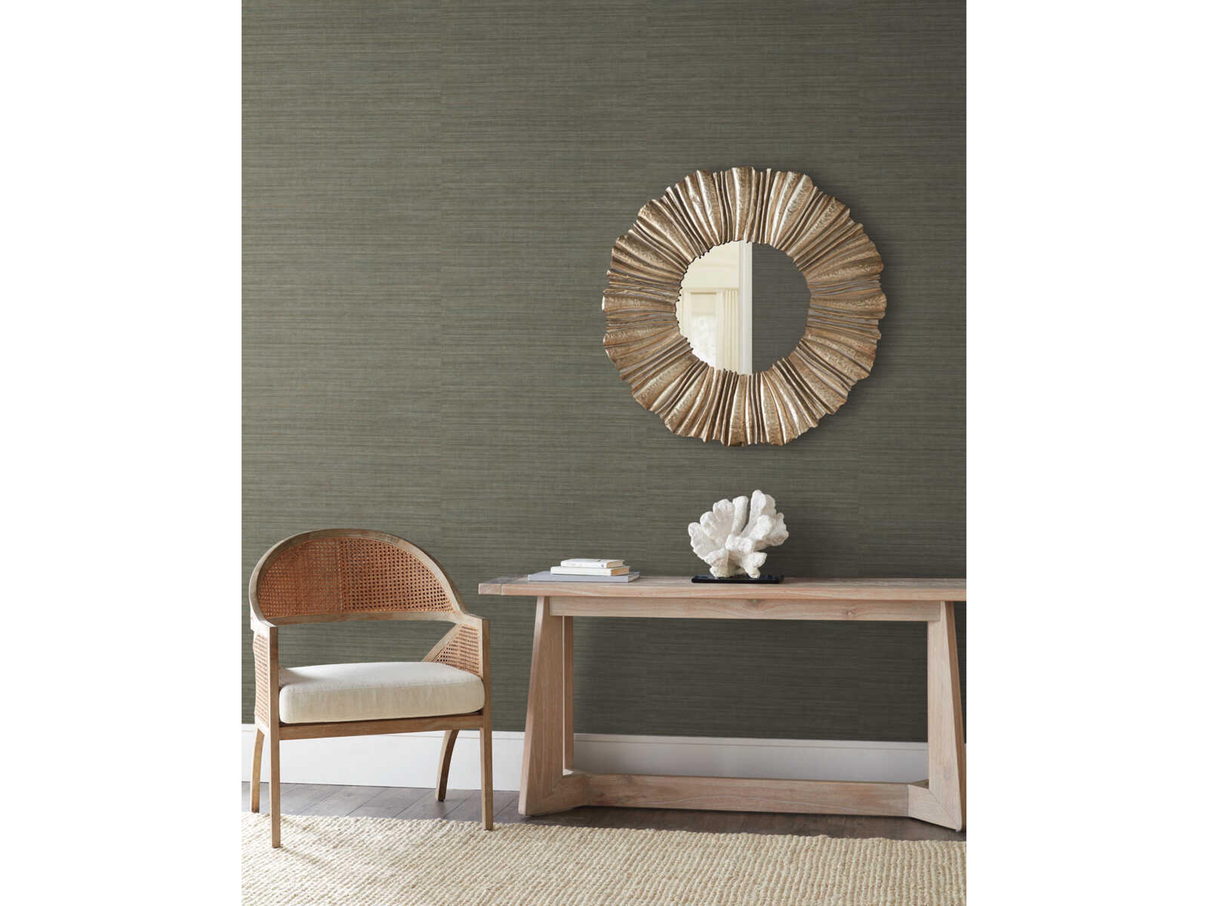 York Wallcoverings Natural Digest Green Tasar Silk Wallpaper