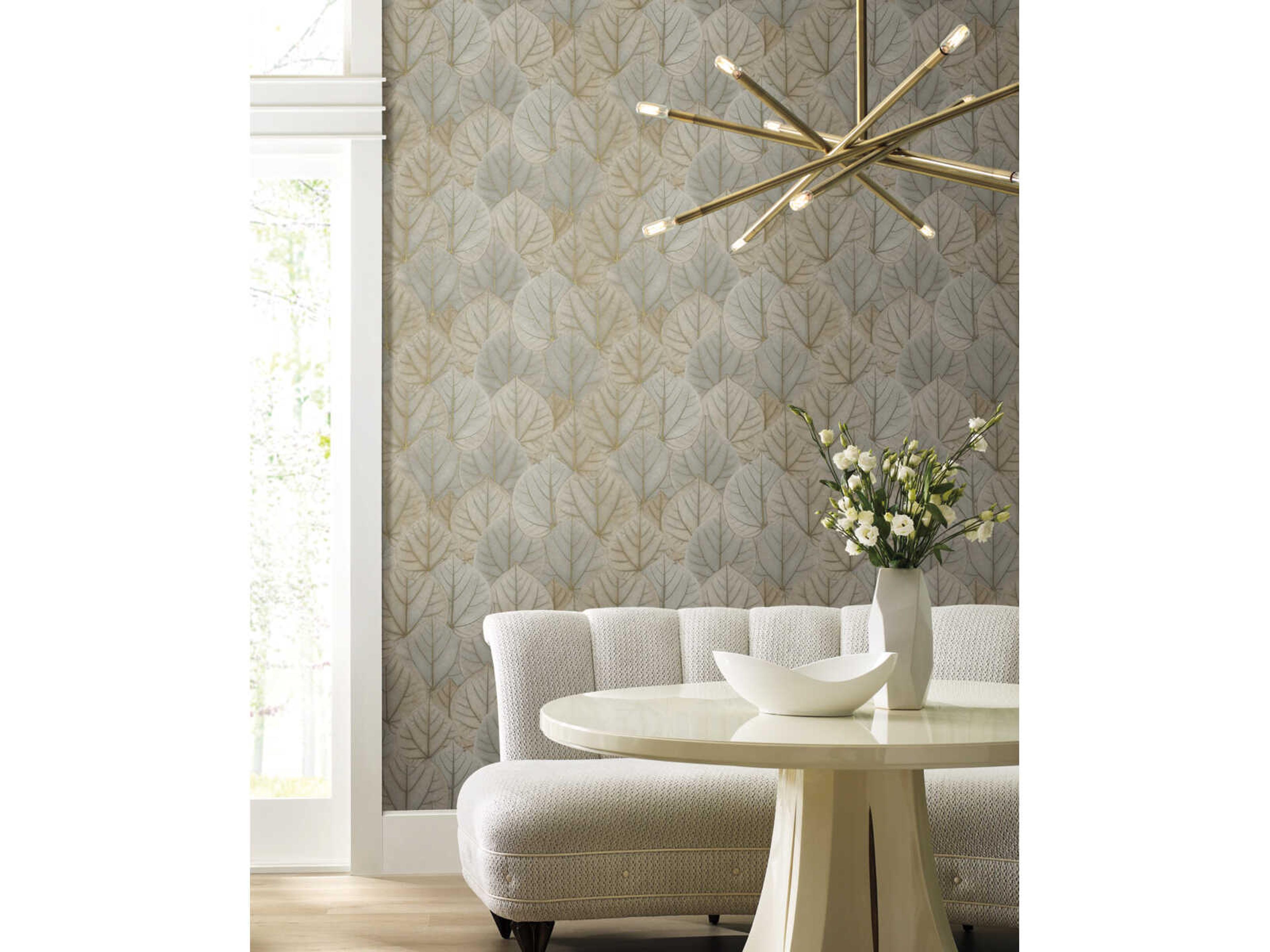 York Wallcoverings Modern Nature 2nd Edition Taupe Leaf Concerto Wallpaper