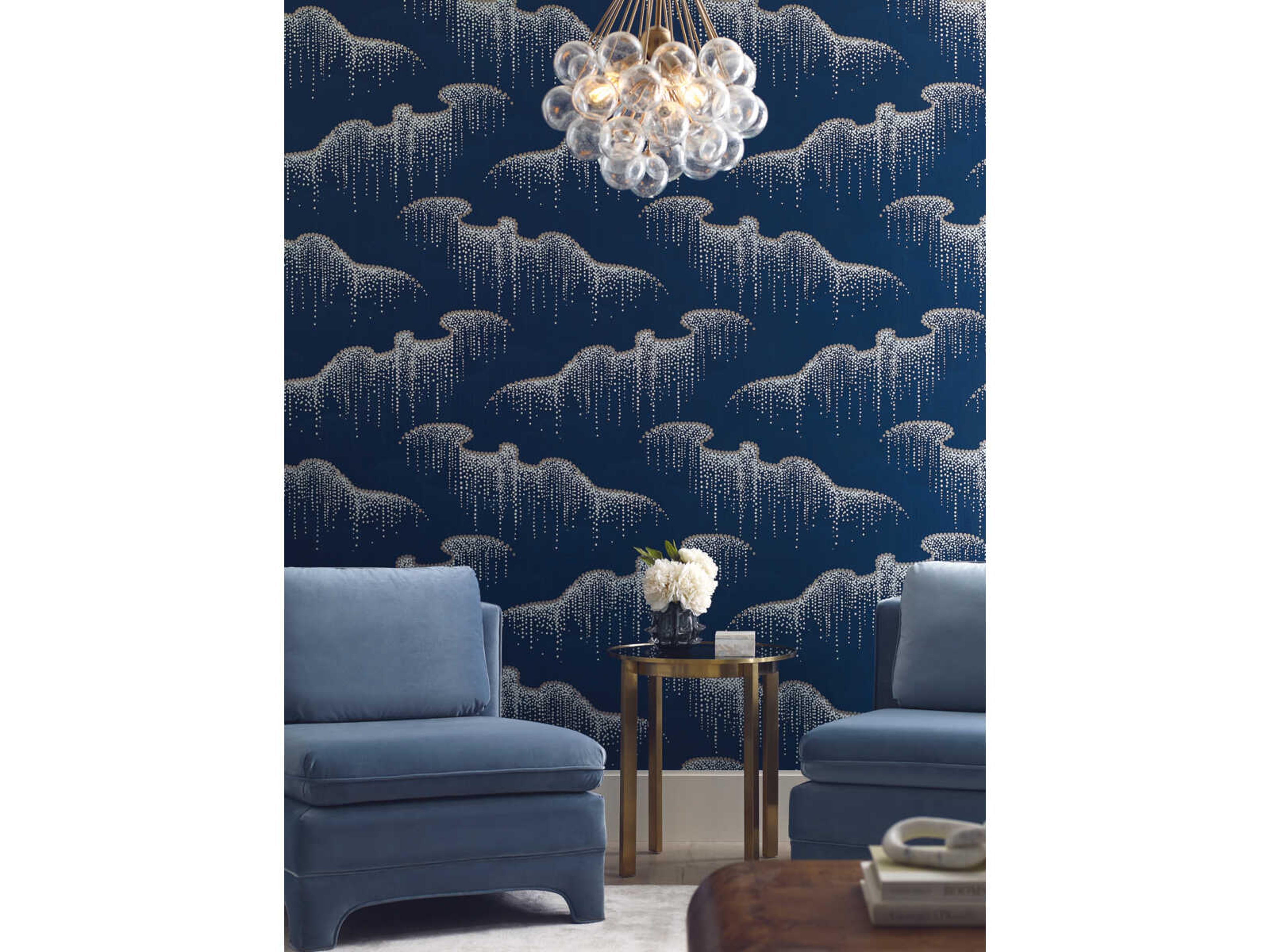 York Wallcoverings Modern Nature 2nd Edition Navy Moonlight Pearls Wallpaper