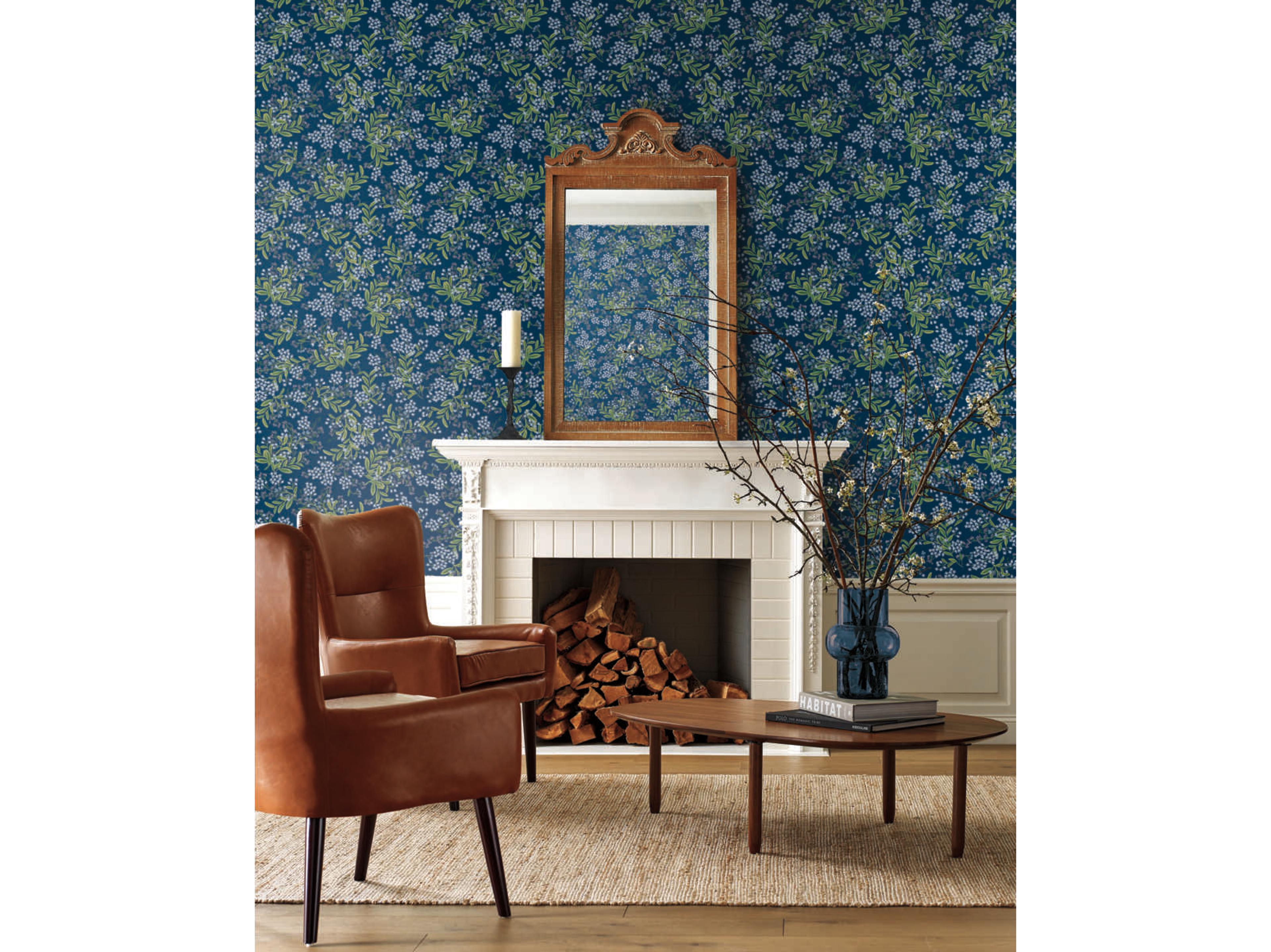 York Wallcoverings Rifle Paper Co. Second Edition Purple Green Cornflower Wallpaper