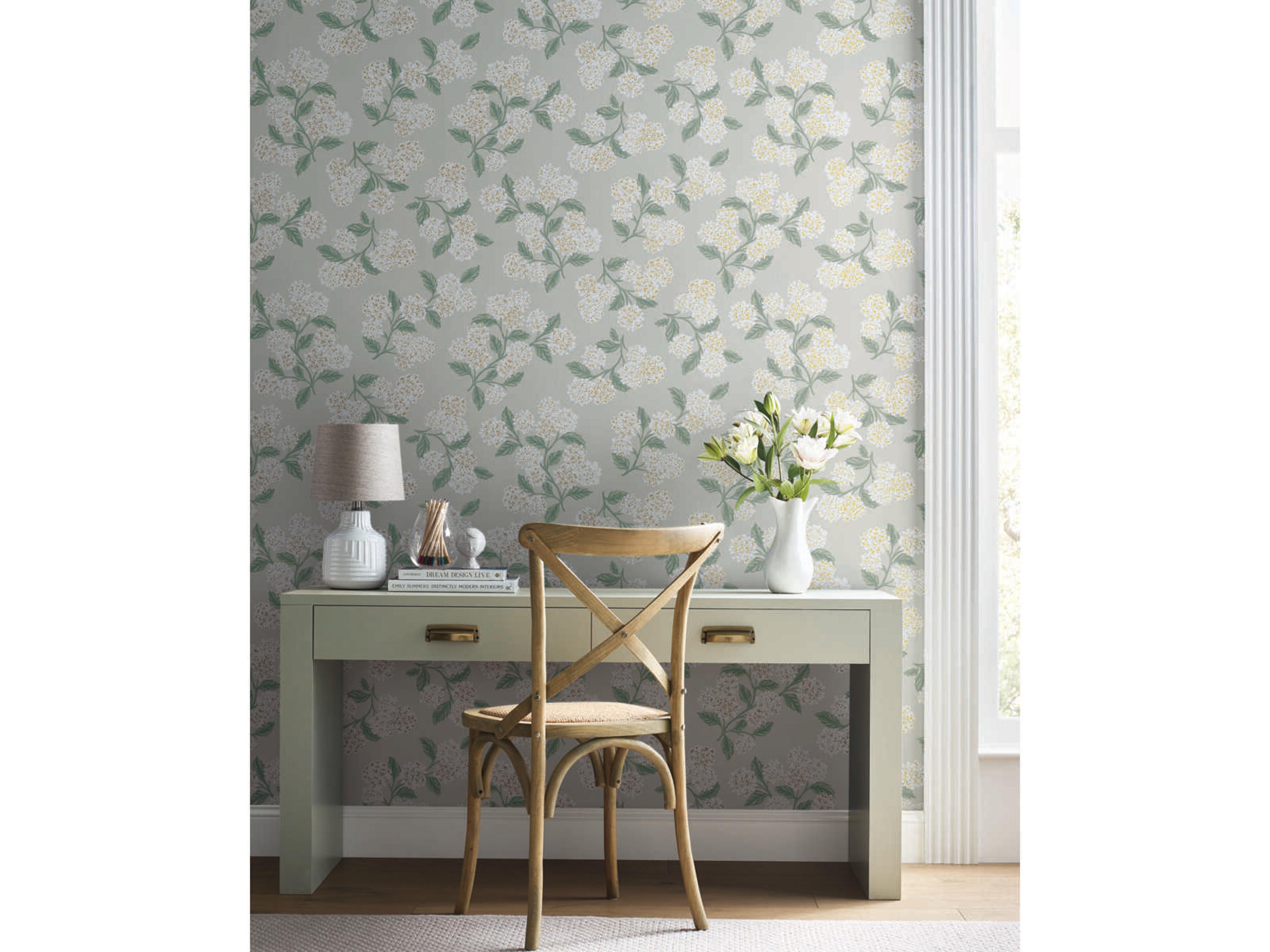 York Wallcoverings Rifle Paper Co. Second Edition Beige Hydrangea Wallpaper