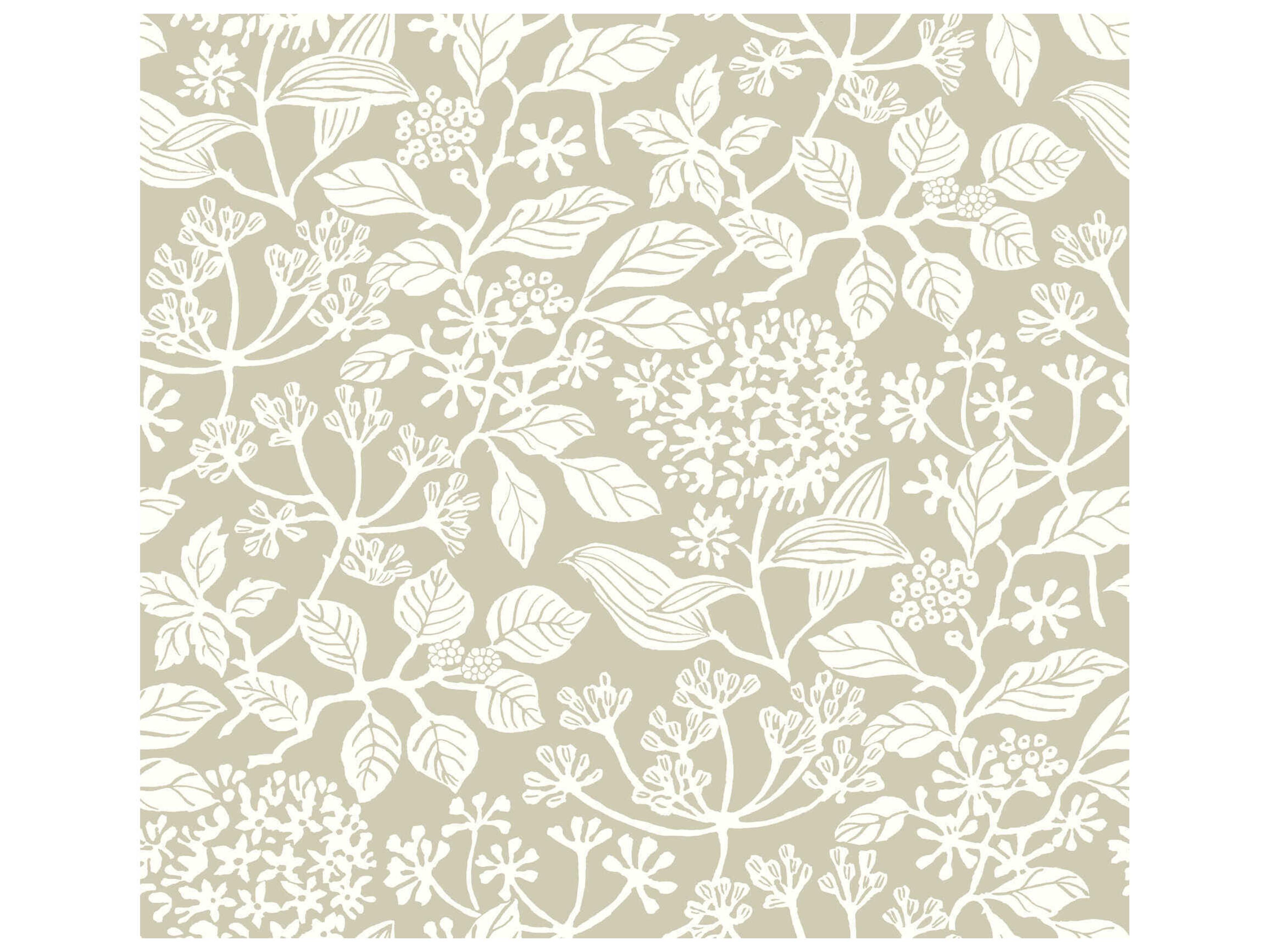 York Wallcoverings Antonina Vella Taupe Botanical Wallpaper