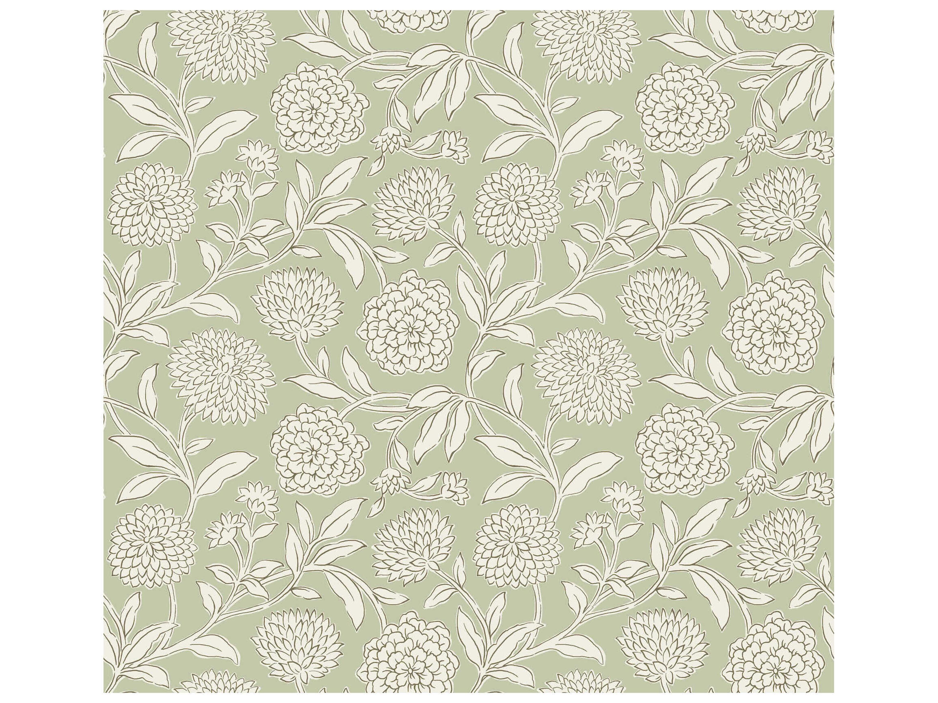York Wallcoverings Antonina Vella Garden Light Green Floral Trail Wallpaper