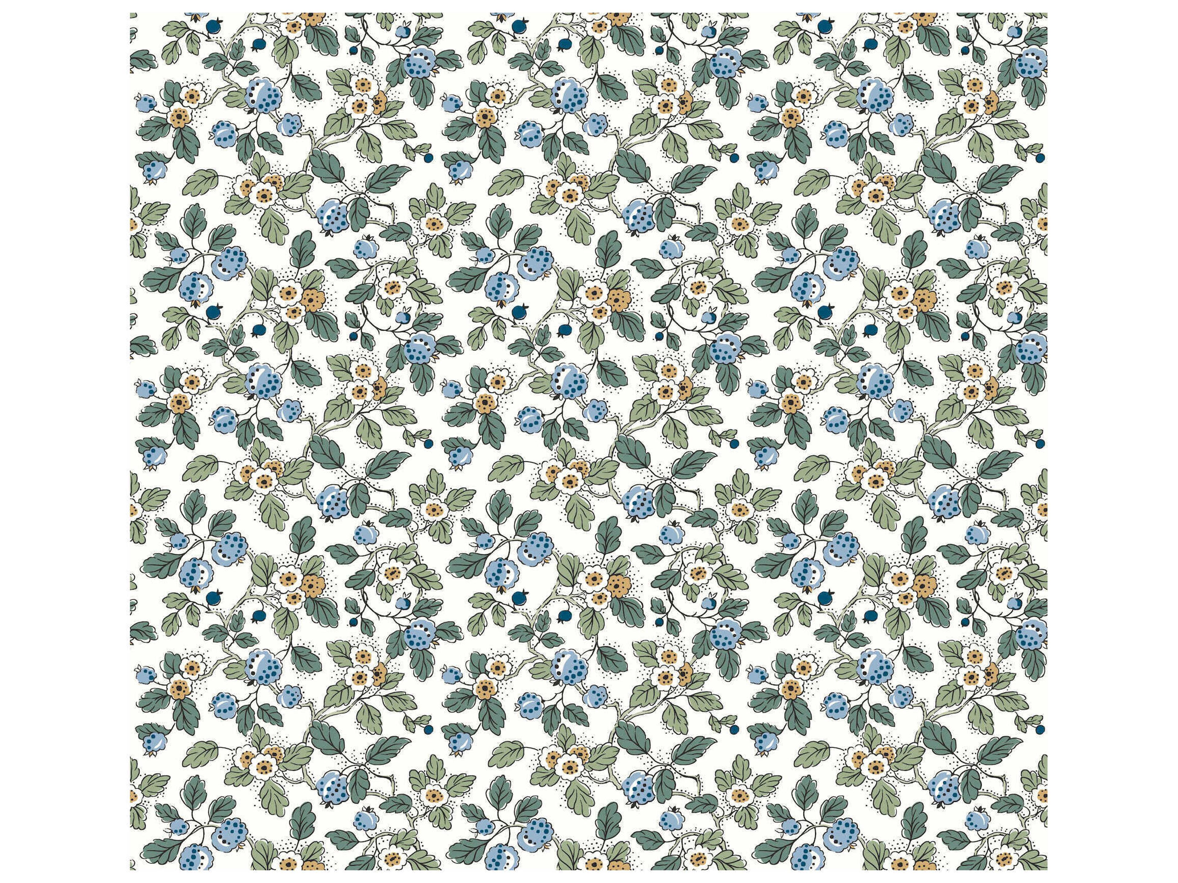 York Wallcoverings Antonina Vella Blue Berry Vines Wallpaper