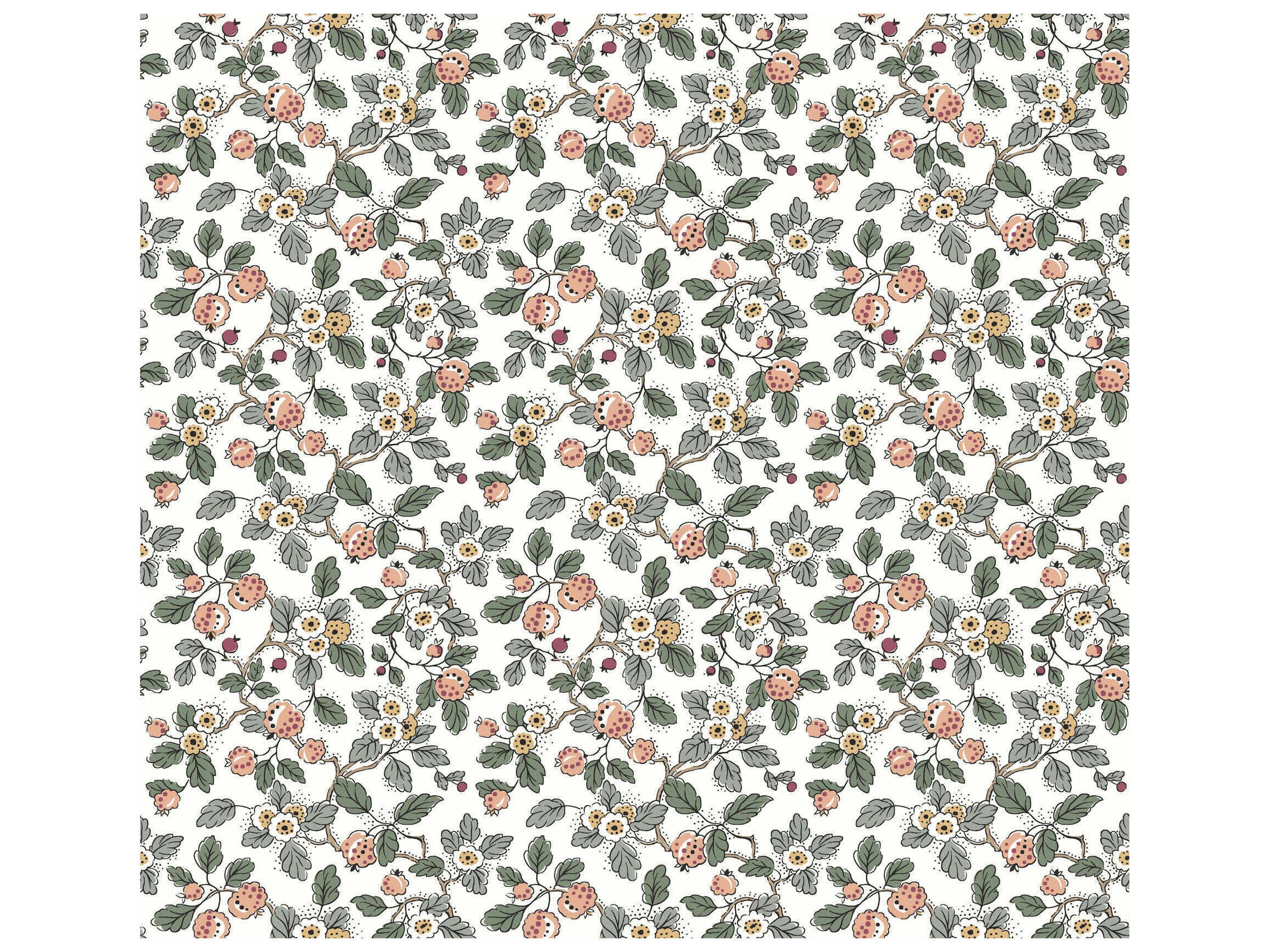 York Wallcoverings Antonina Vella Blush Berry Vines Wallpaper