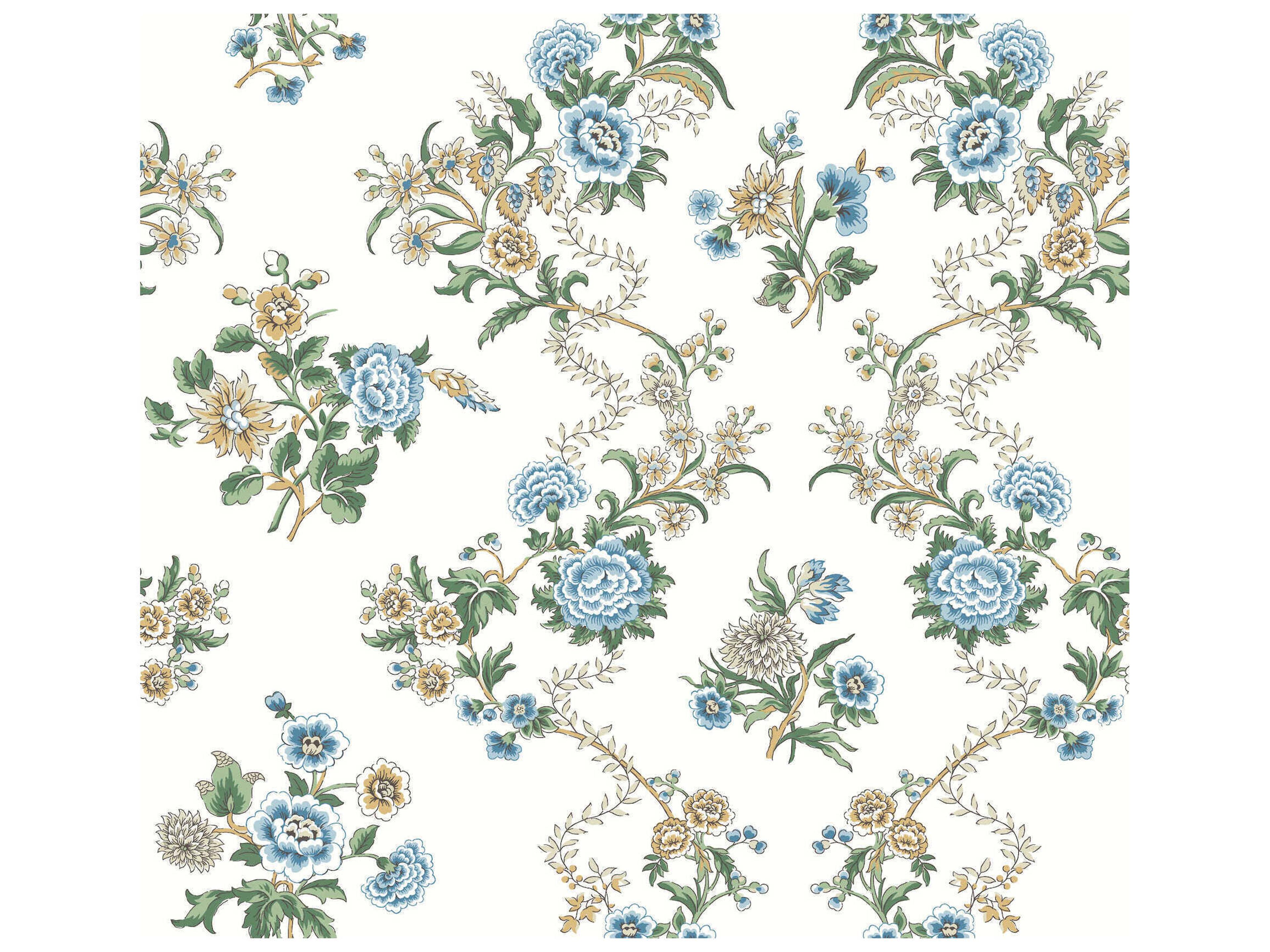 York Wallcoverings Antonina Vella Sapphire Floral Trail Wallpaper