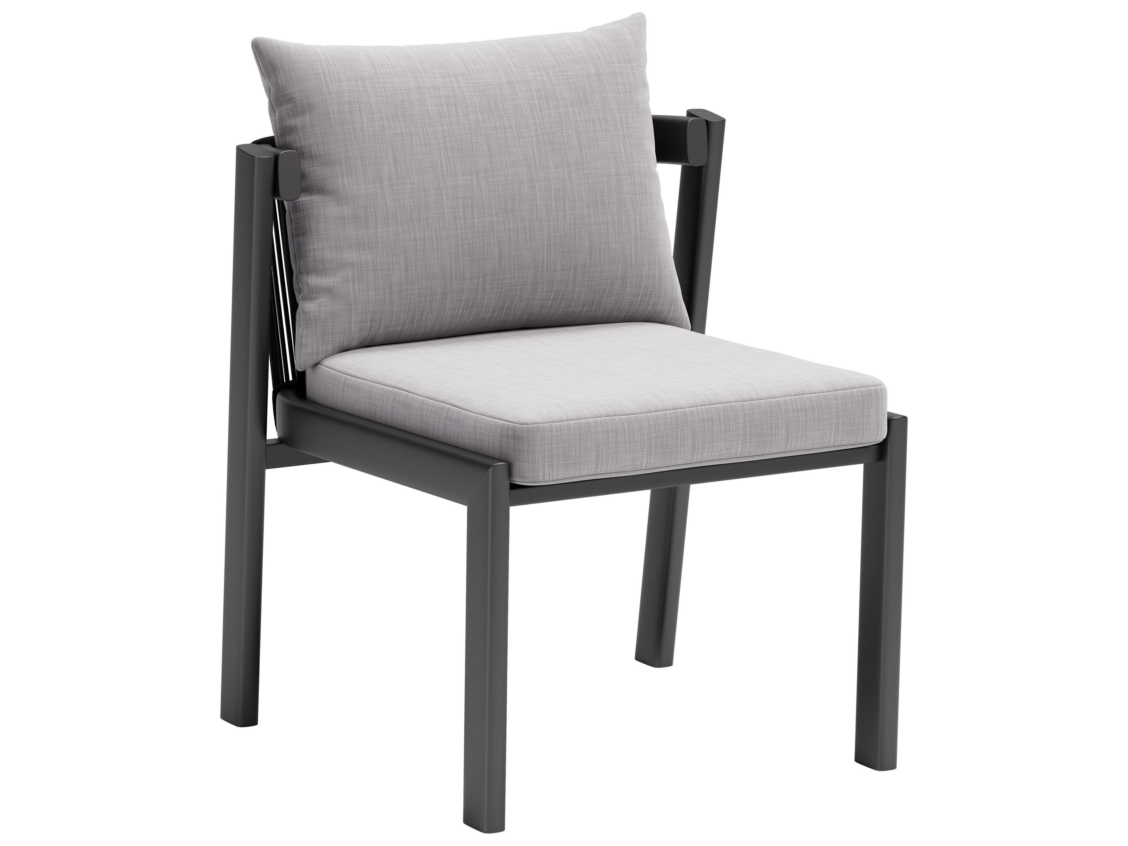 Zuo Outdoor Horizon Gray Aluminum Cushion Dining Chair, Set of 2