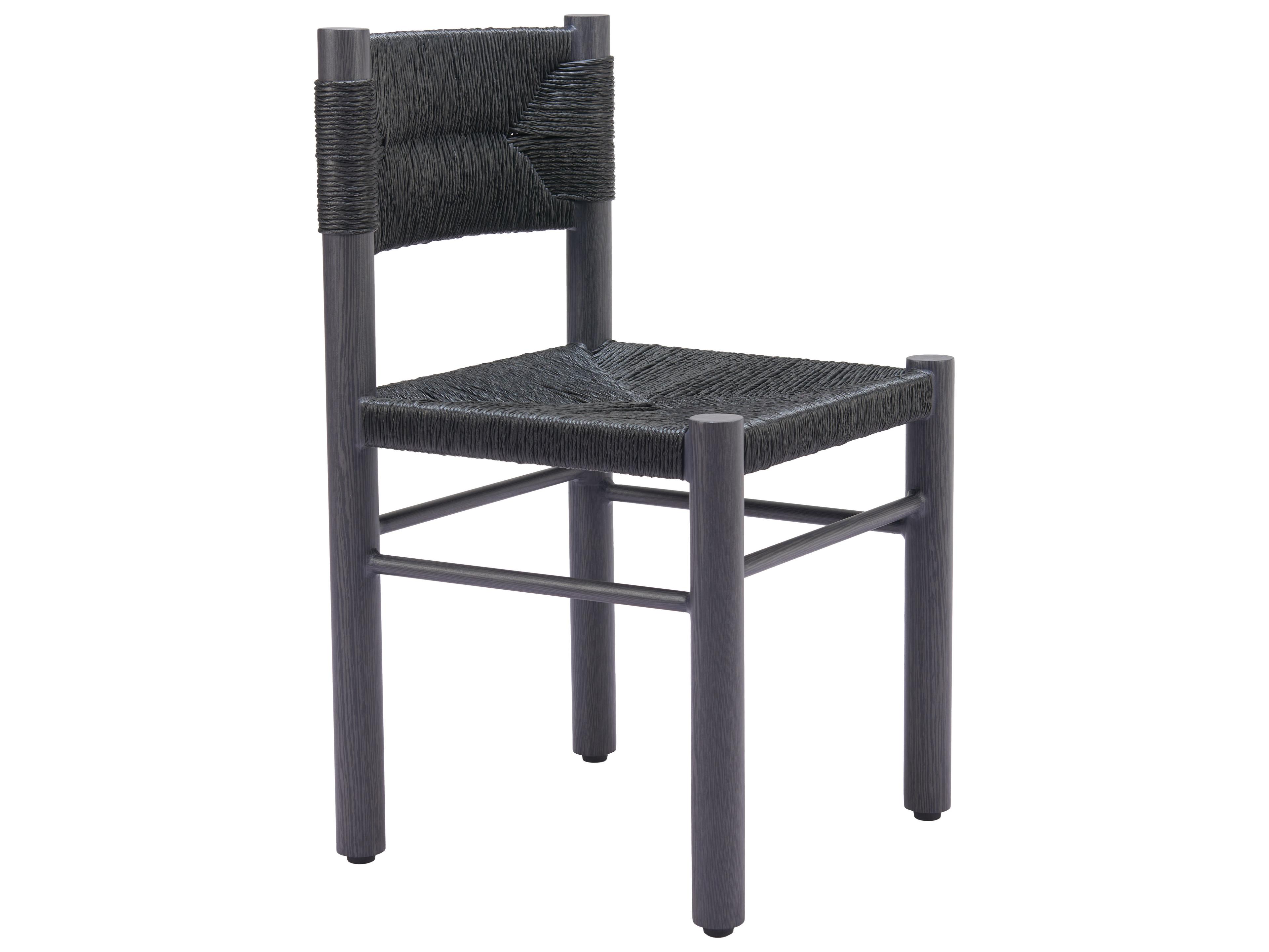Zuo Outdoor Iska Black Faux Wood Wicker Dining Chair, Set of 2